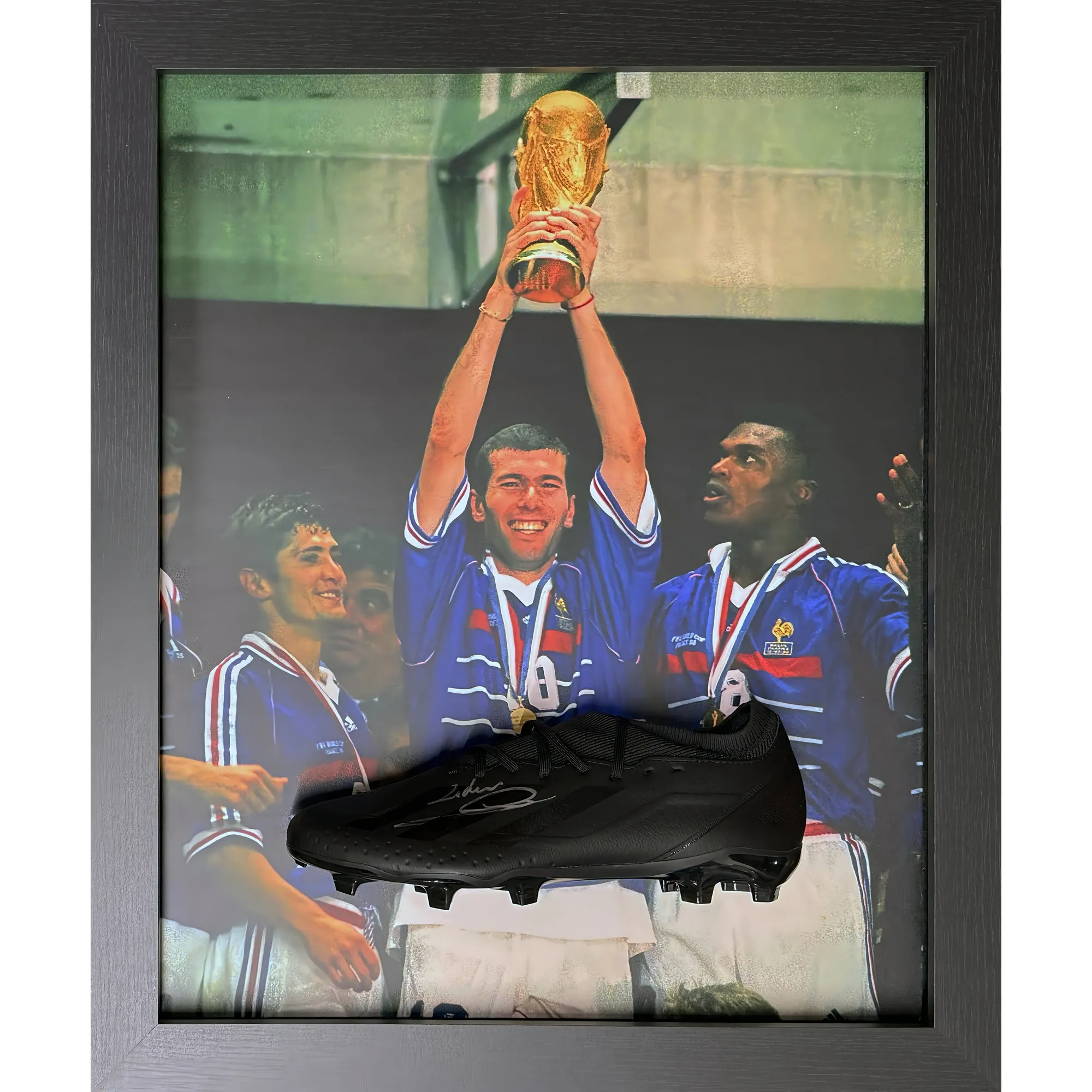 France Framed Zinedine Zidane Signed Adidas Football Boot