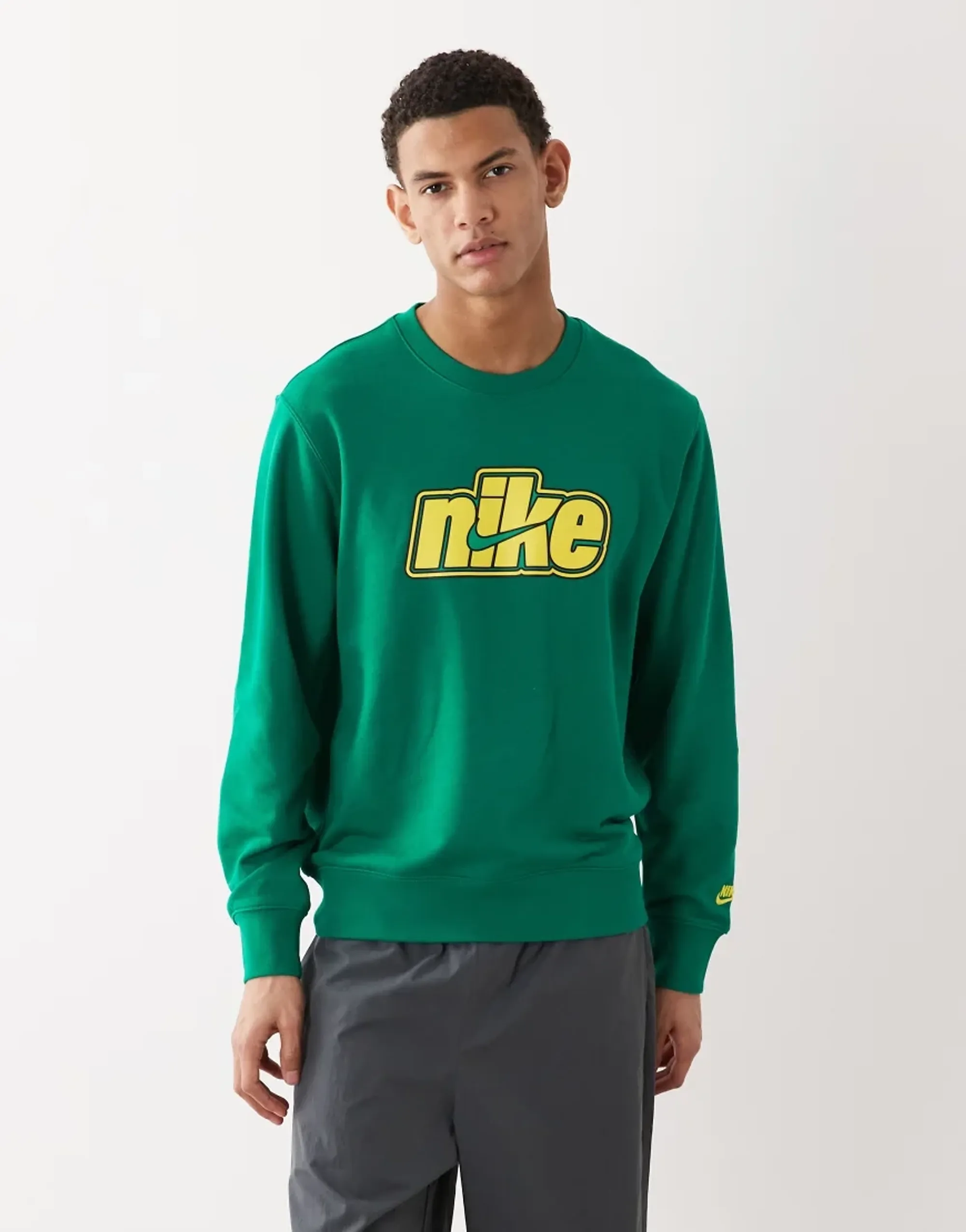 Nike French Terry Crew Jumper In Green