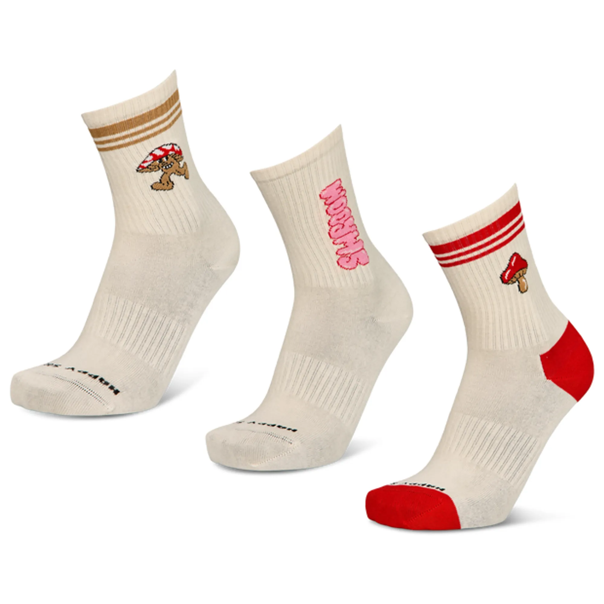 Happy Socks Crew 3 Pack Unisex Socks - White