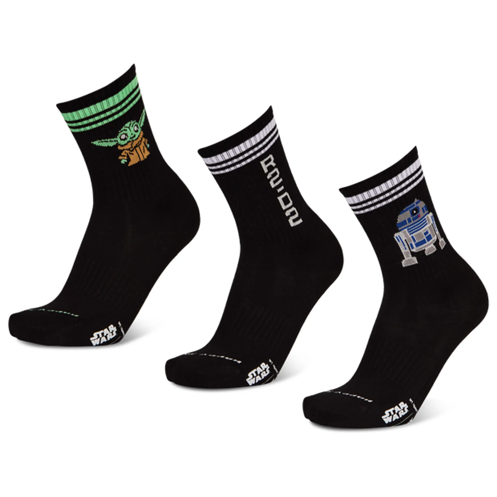 Happy Socks Crew 3 Pack Unisex Socks - Black