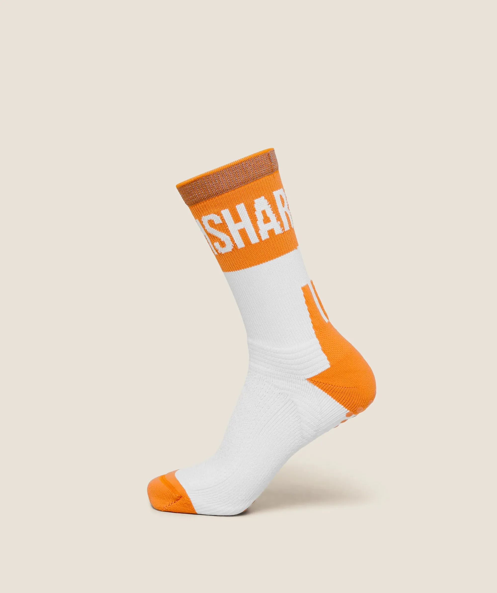 Gymshark Hybrid Training Grip Socks Single - White/Dayglow Peach