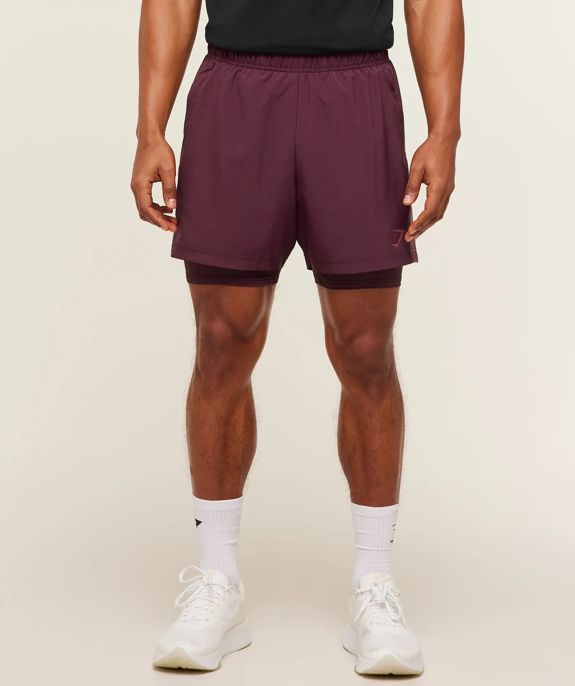 Gymshark Sport 5" 2 in 1 Shorts - Impact Burgundy/Reset Pink