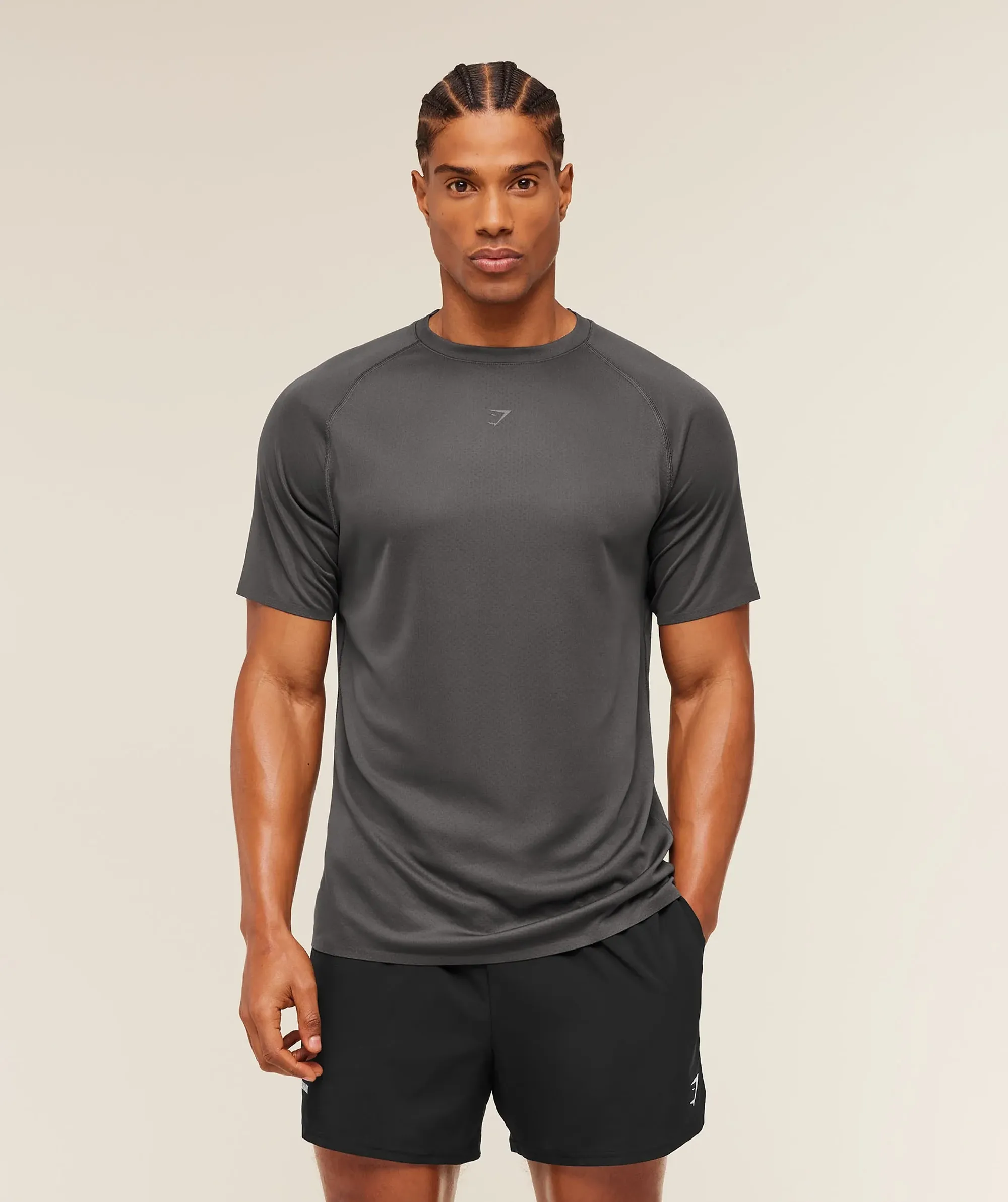 Gymshark Hybrid Engineered Jacquard T-Shirt - Onyx Grey