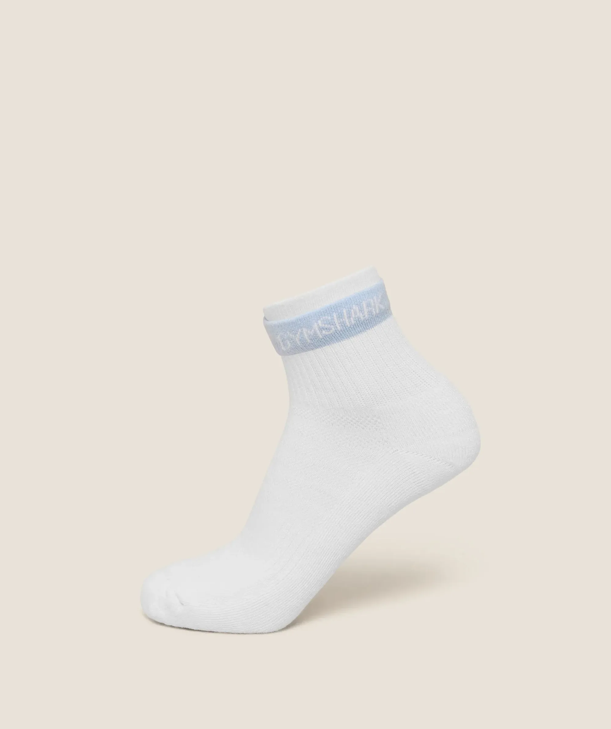 Gymshark Double Cuffed Socks Single - White