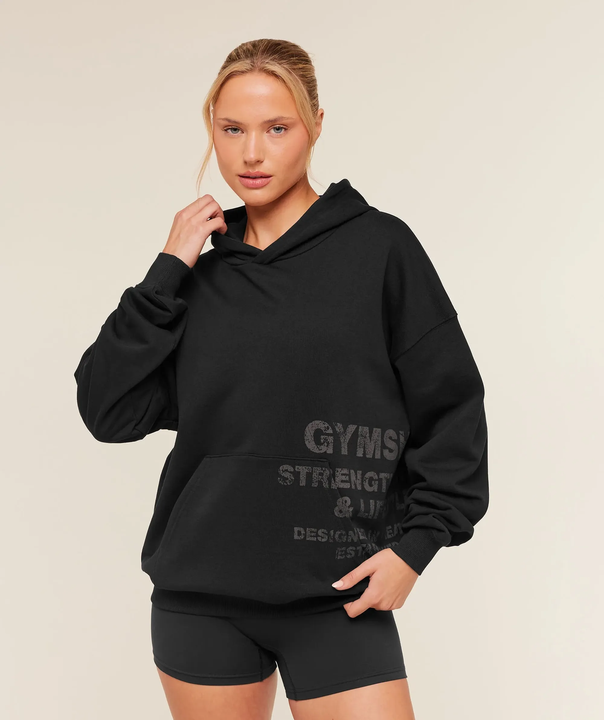 Gymshark Stacked Graphic Hoodie - Black