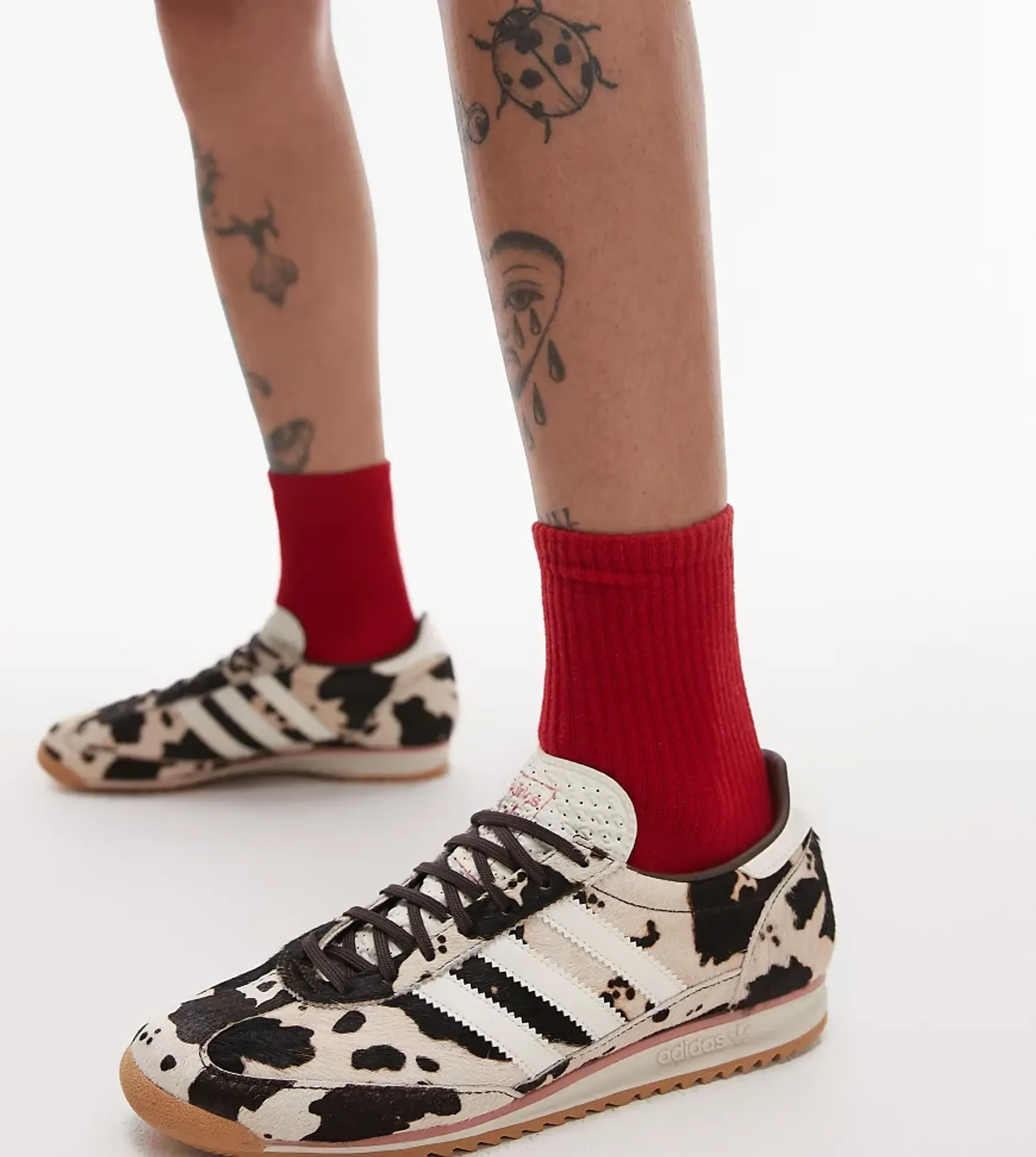 Adidas Originals Sl 72 Og Trainers In Cow Print- Exclusive To Asos-White
