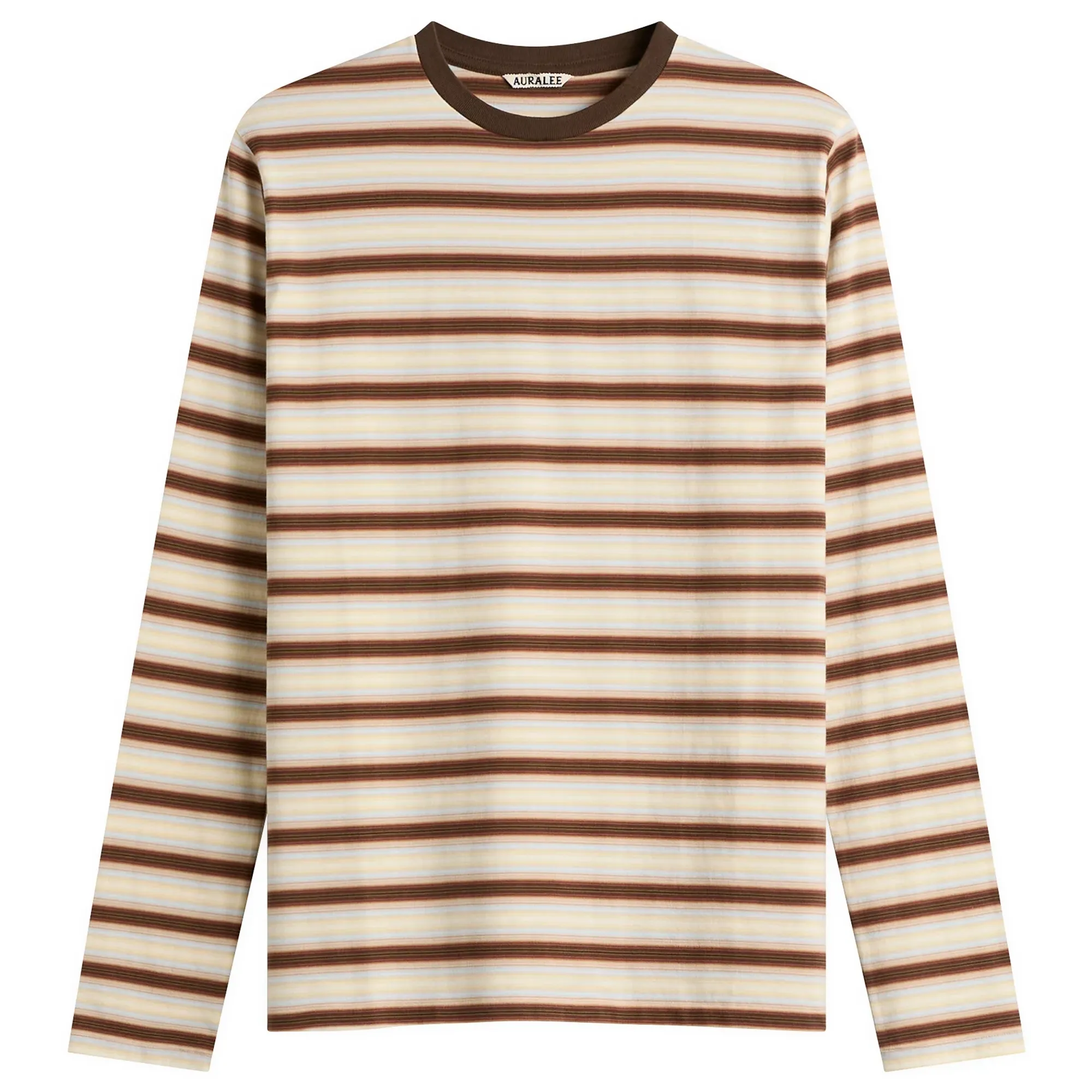 Auralee Women's Gradient Stripe Long Sleeve T-Shirt Fade Brown Stripe