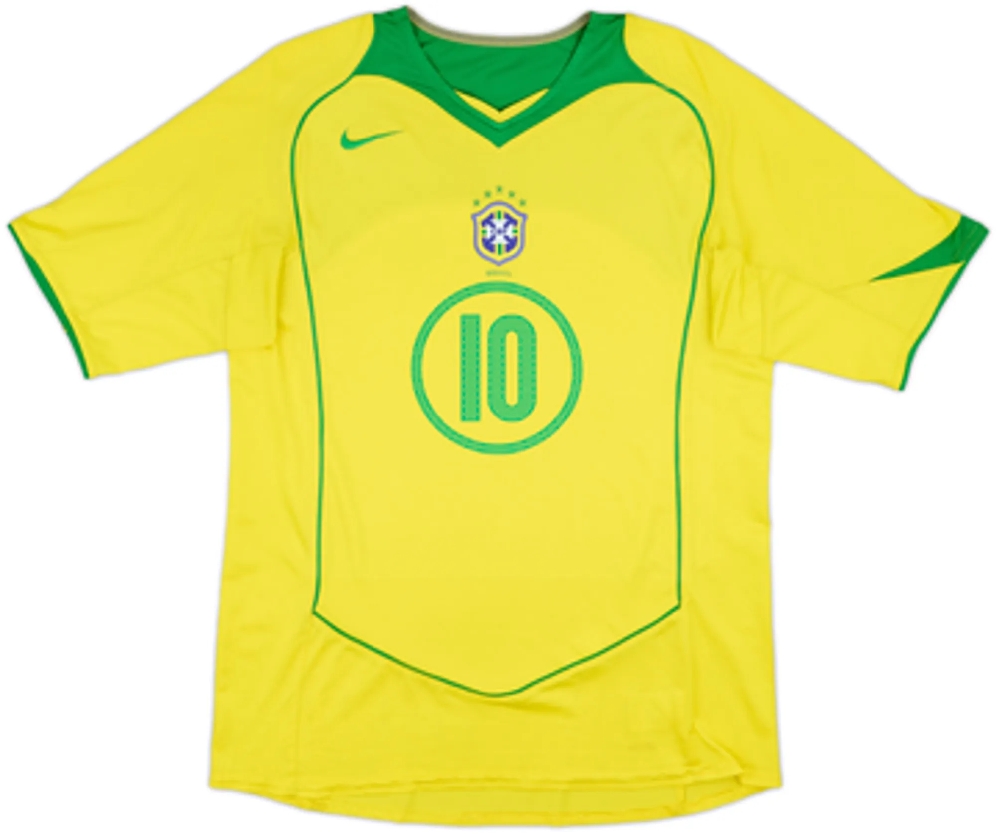 2004-06 Brazil Home Shirt Ronaldinho #10 - 4/10 - (M)