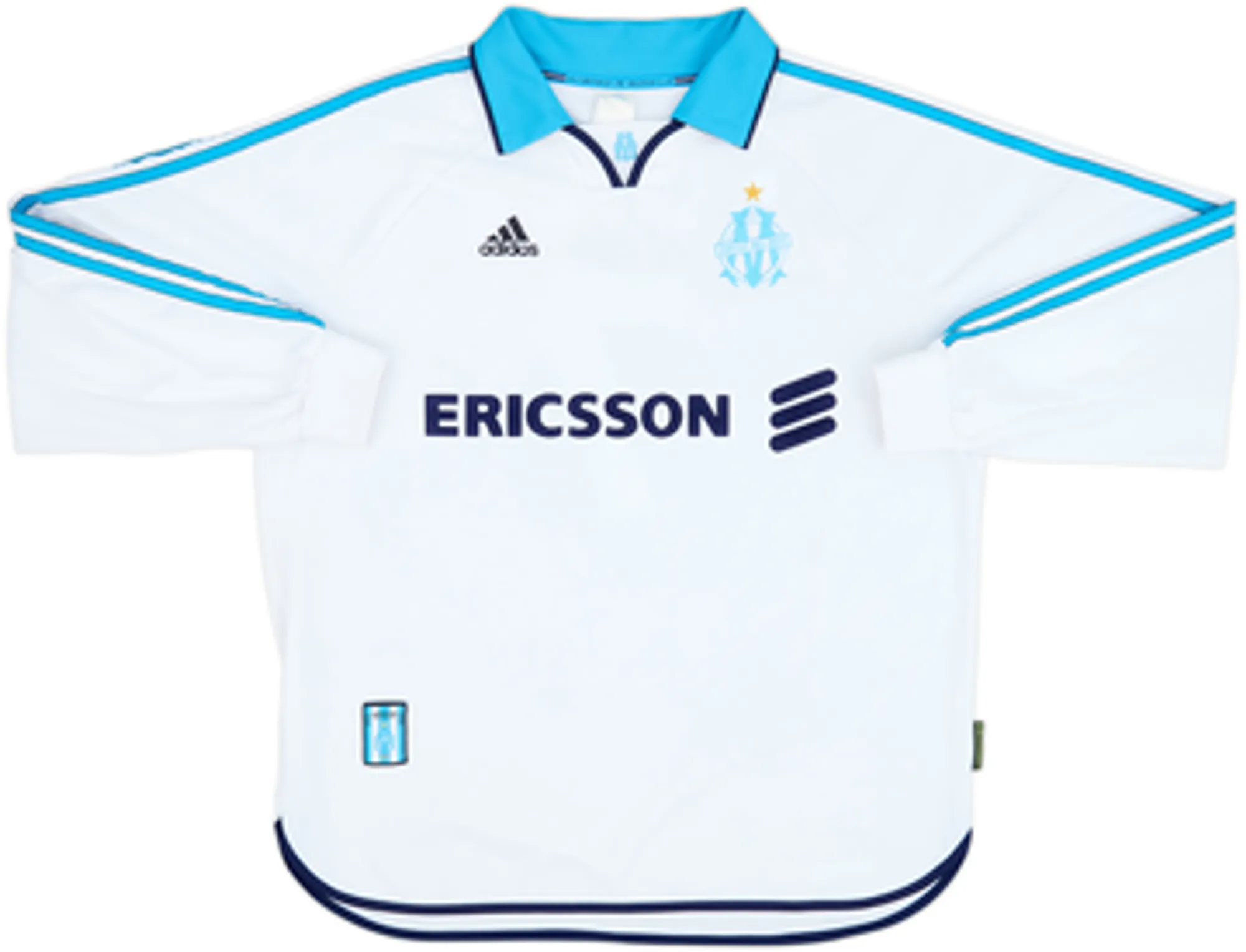 1999-00 Olympique Marseille Player Issue Home L/S Shirt Pires #7 - 9/10 - (XL)