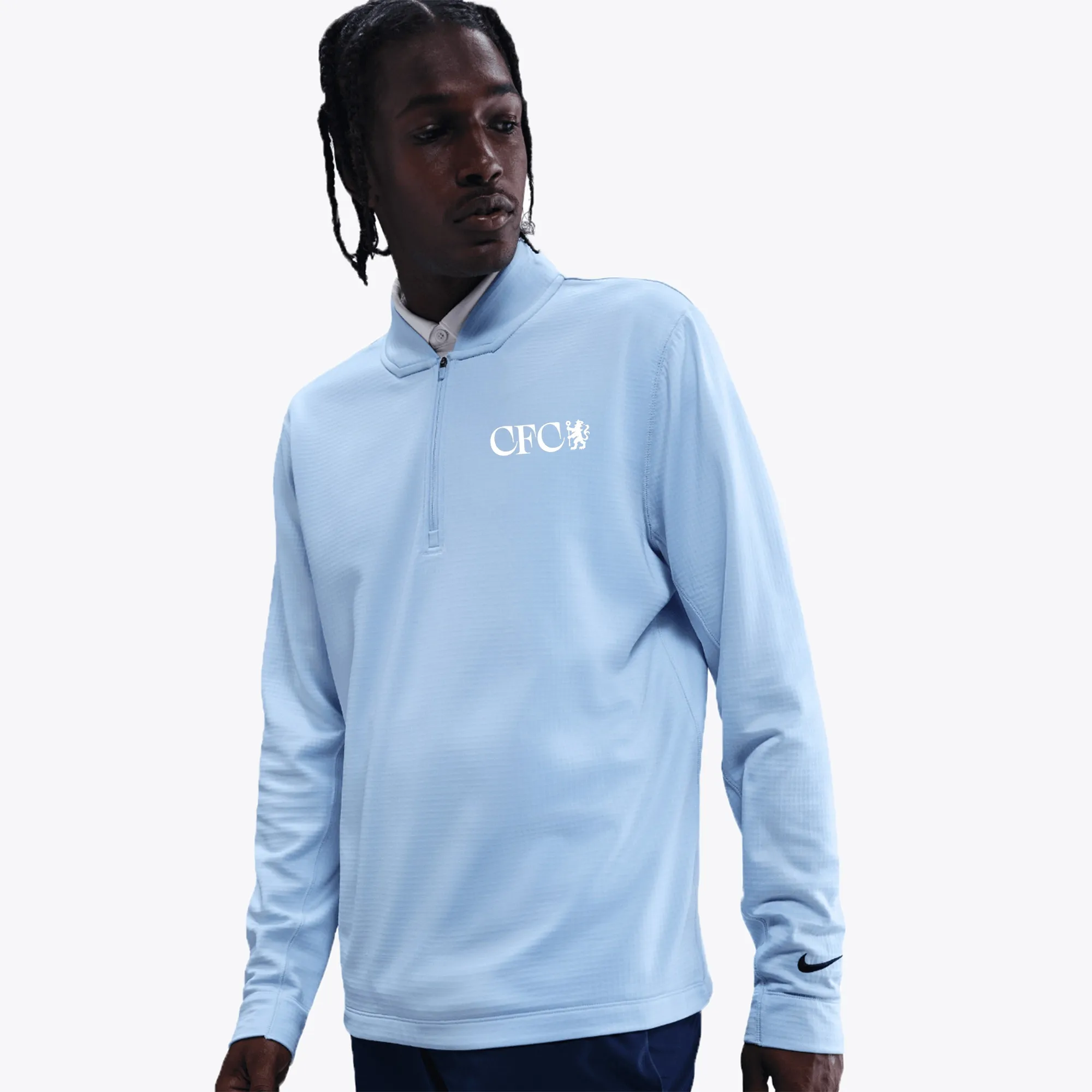Chelsea Nike Therma-FIT Velocity 1/2 Zip Golf Top - Blue - Mens