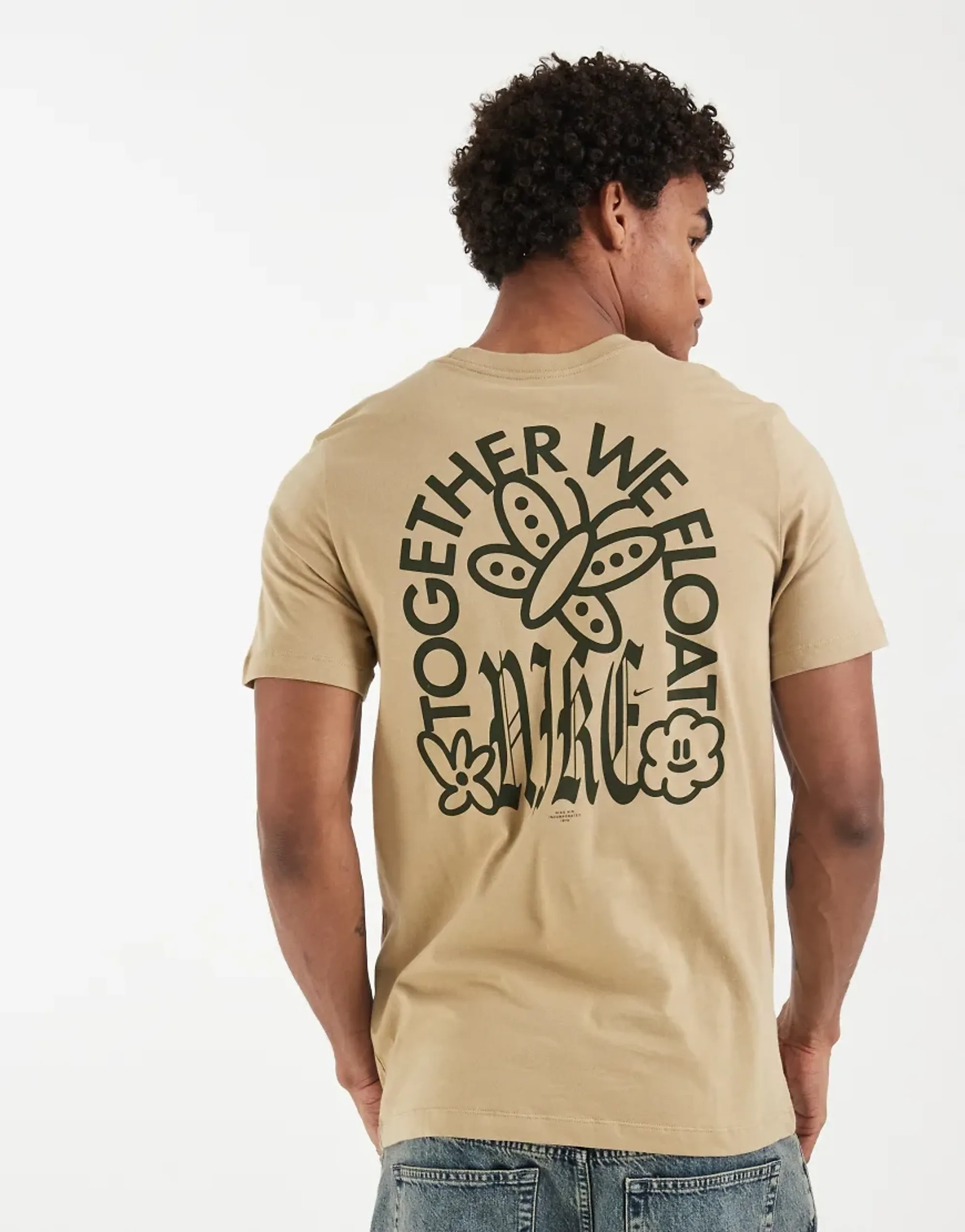Nike Together We Float Backprint T-Shirt In Khaki-Green
