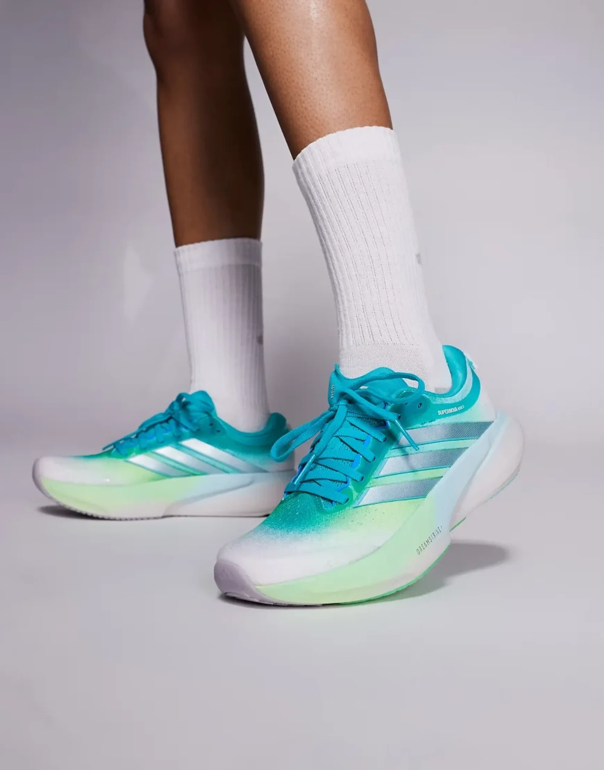 Adidas Running Supernova Rise 3 Trainers In Silver And Aqua-Blue