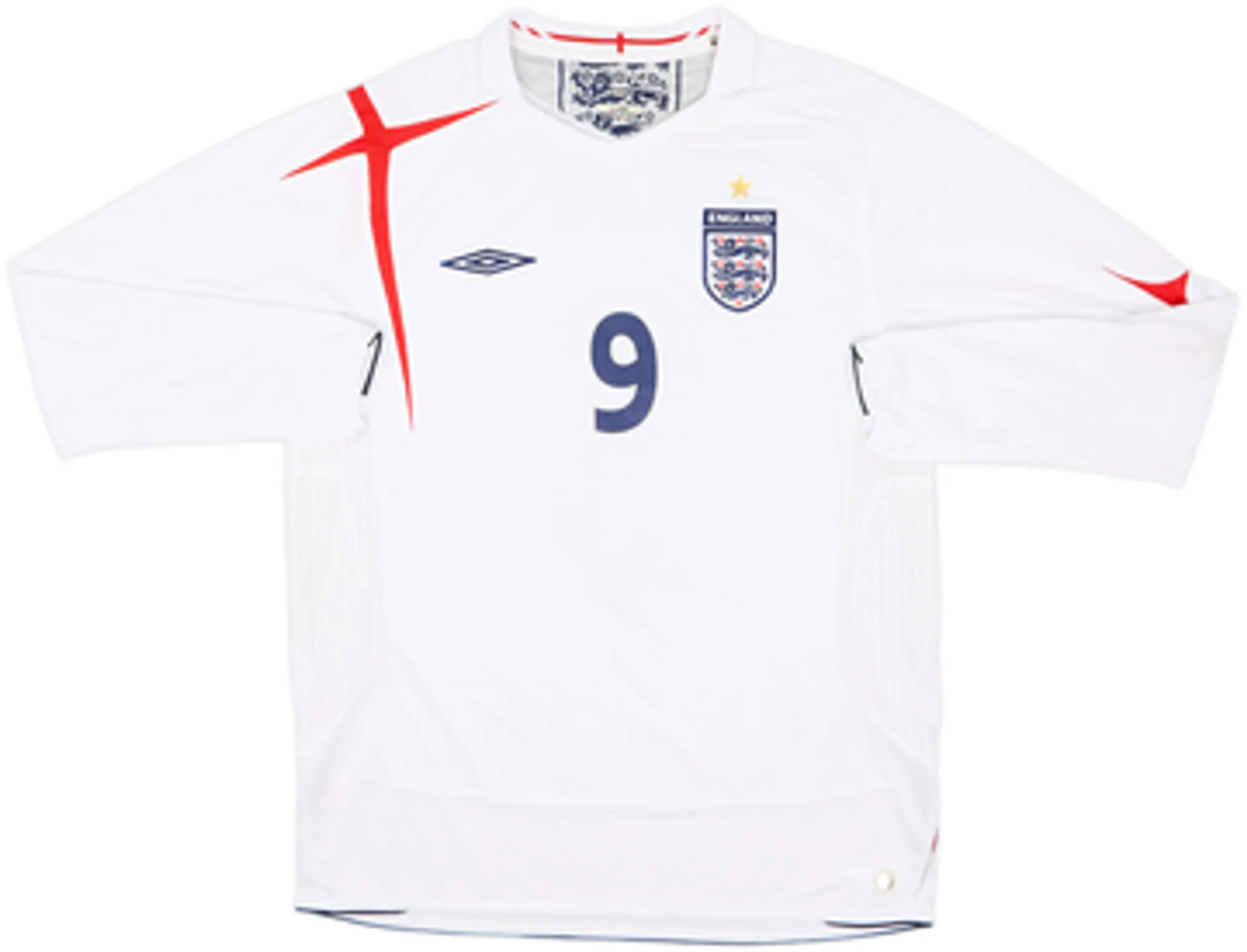 2005-07 England Home L/S Shirt Rooney #9 - 7/10 - (L)