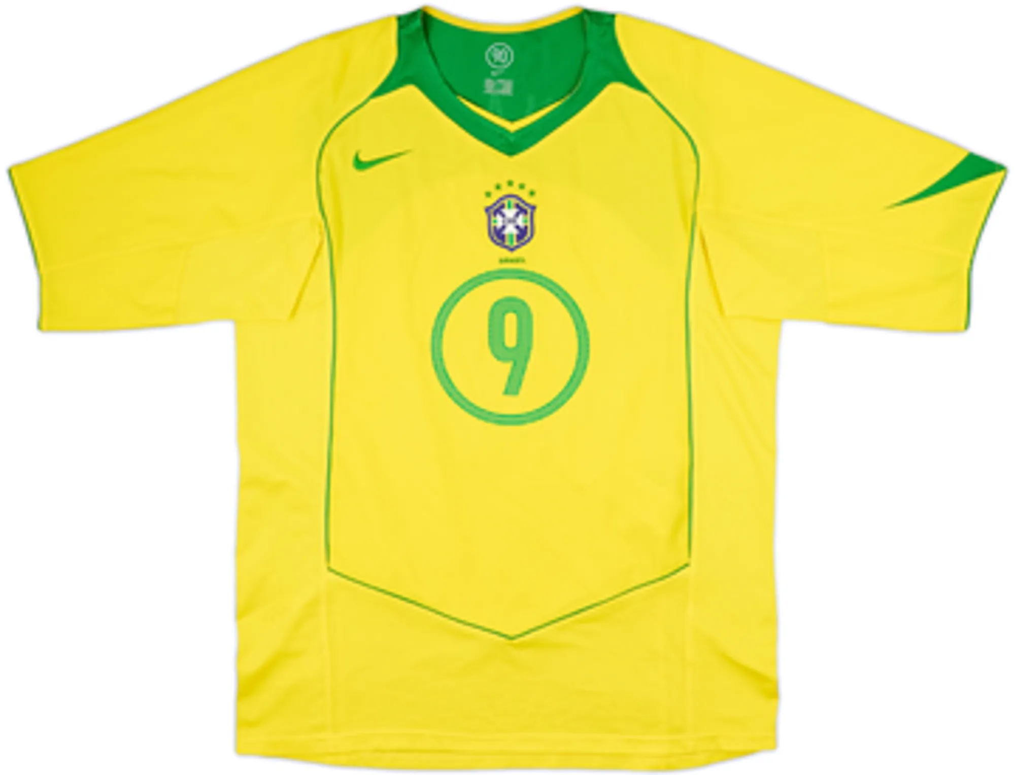 2004-06 Brazil Home Shirt Ronaldo #9 - 9/10 - (L)