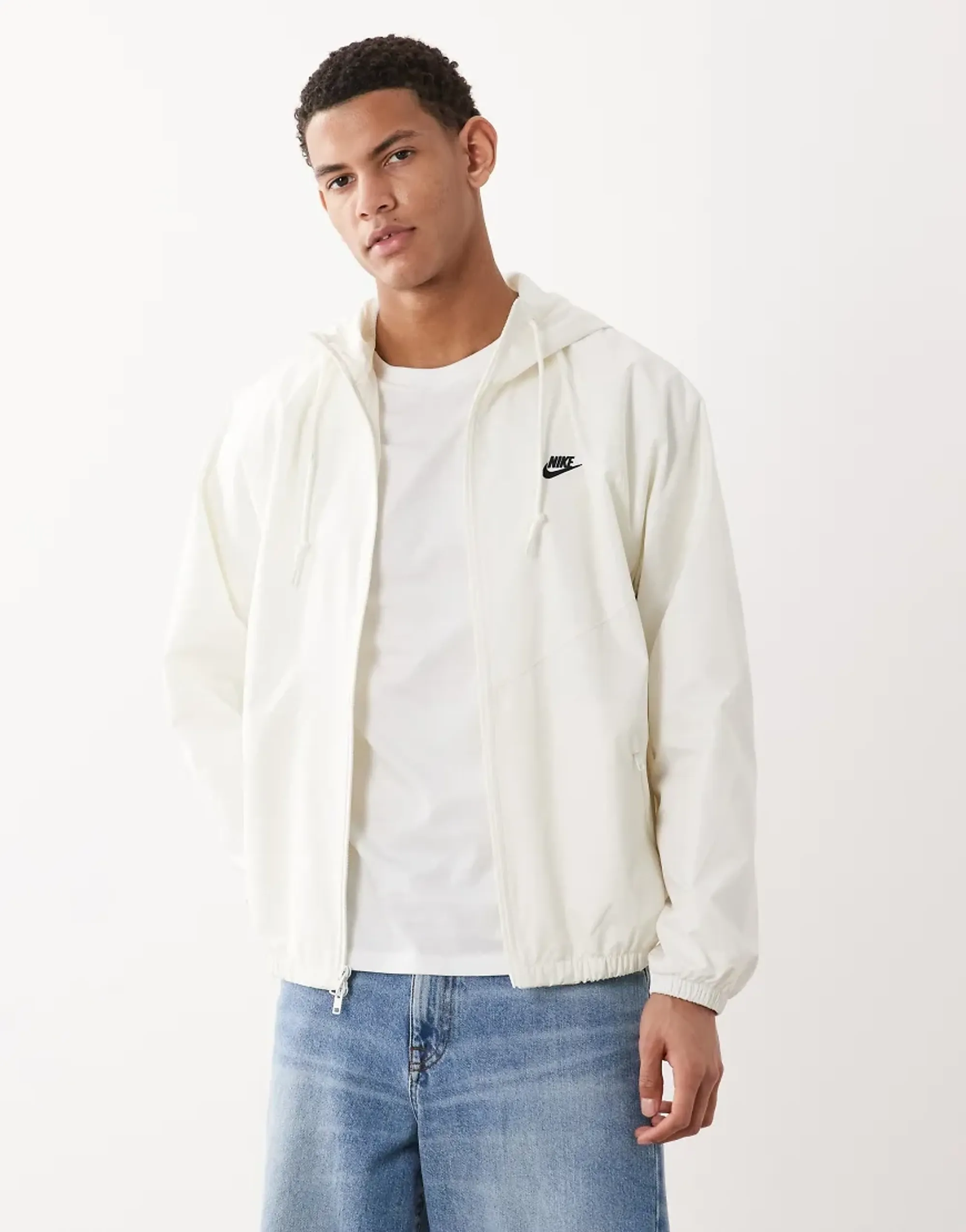 Nike Windrunner Zip Hooded Jacket In White