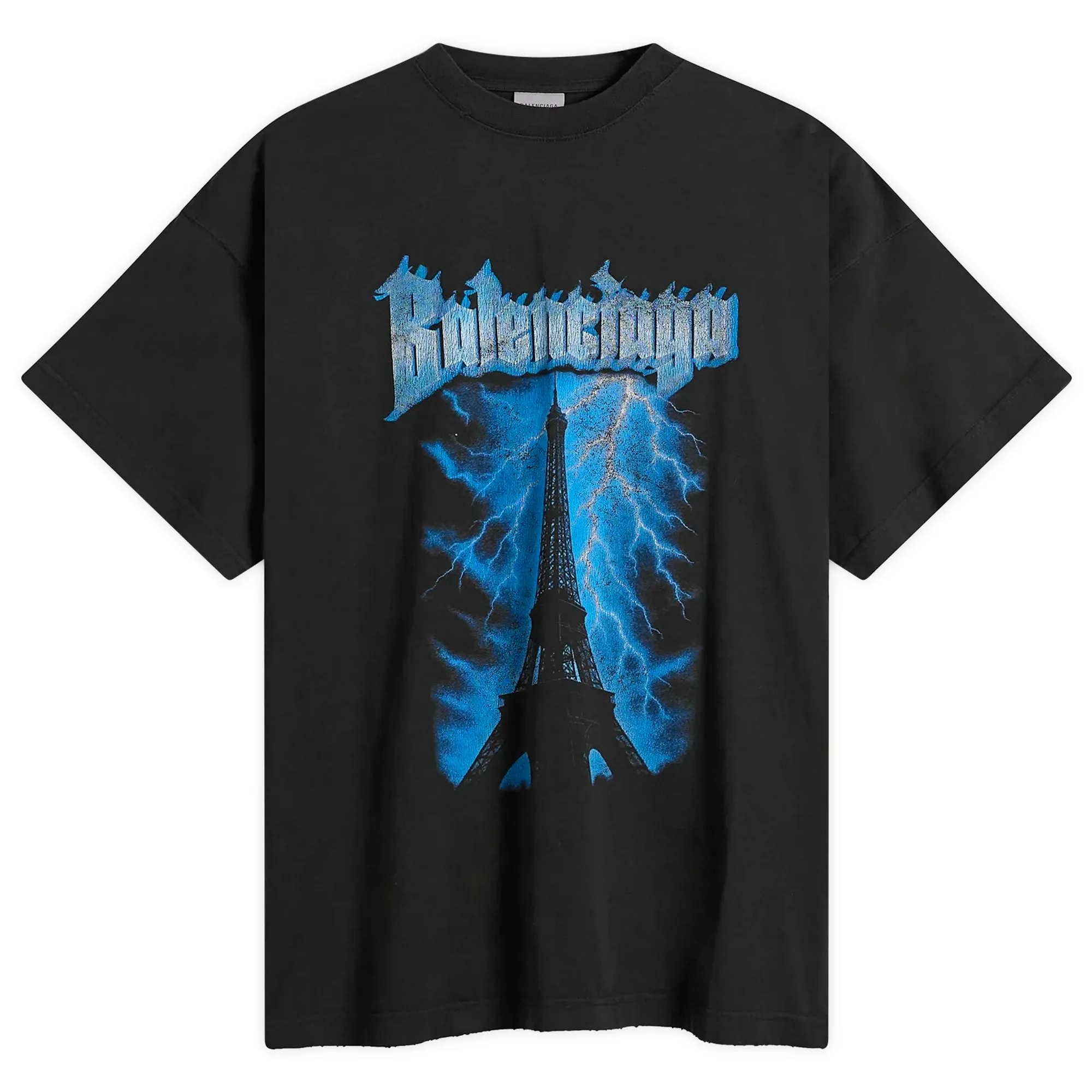 Balenciaga Men's Metal Merch Paris Oversized T-Shirt Black