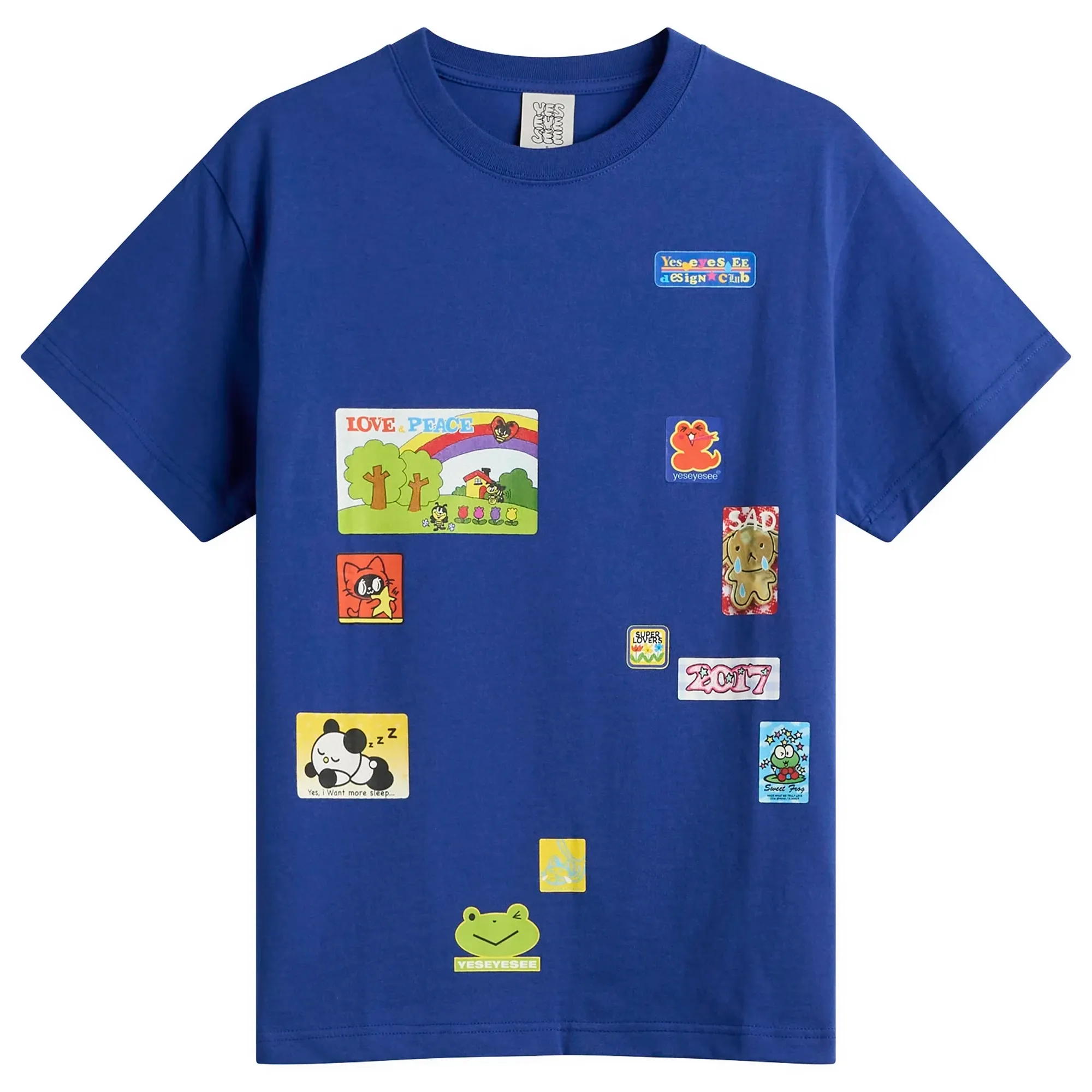 YESEYESEE Women's Y.E.S Dump Sticker Kids T-Shirt Blue