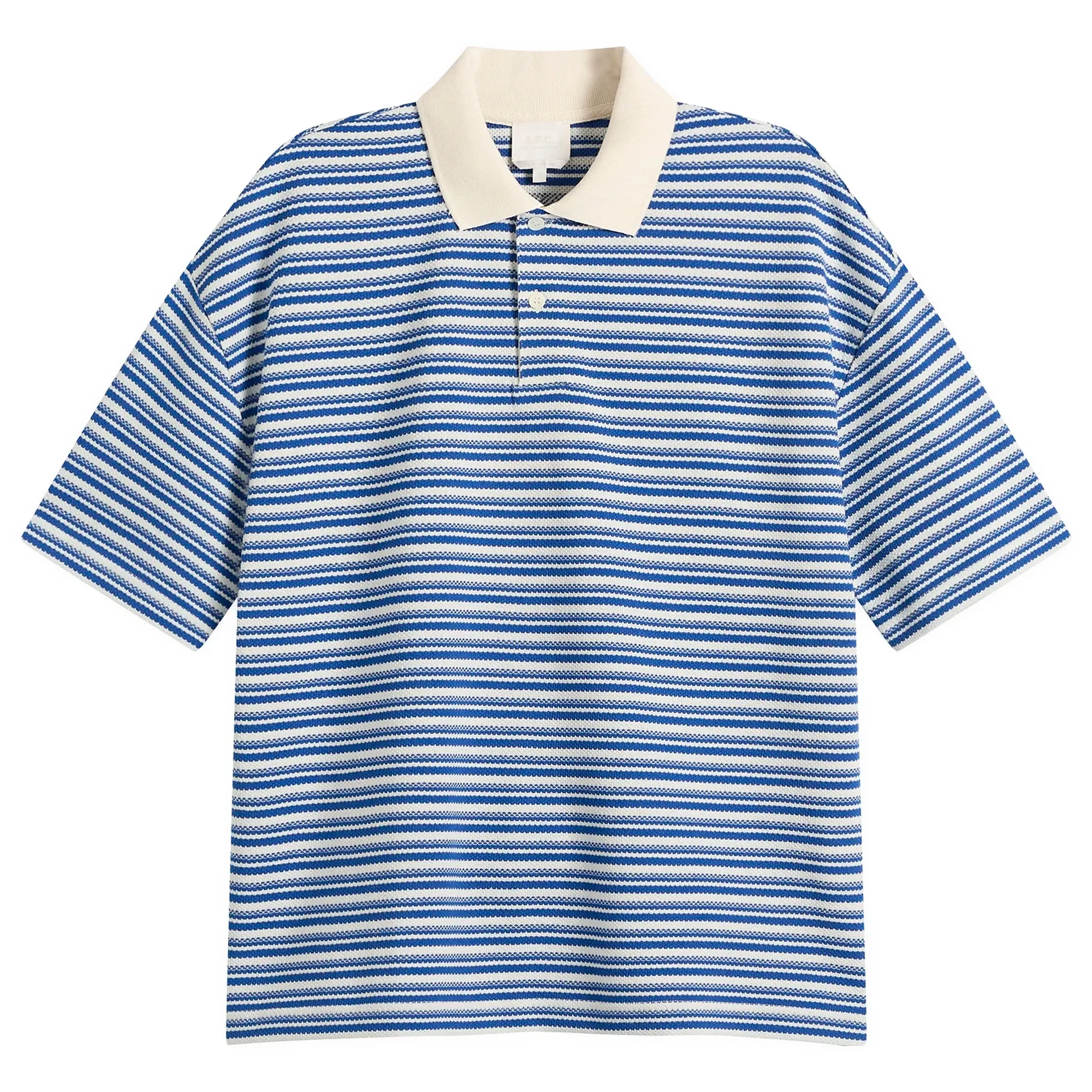 A.P.C. Men's Ruben Jacquard Stripe Polo Blue/White