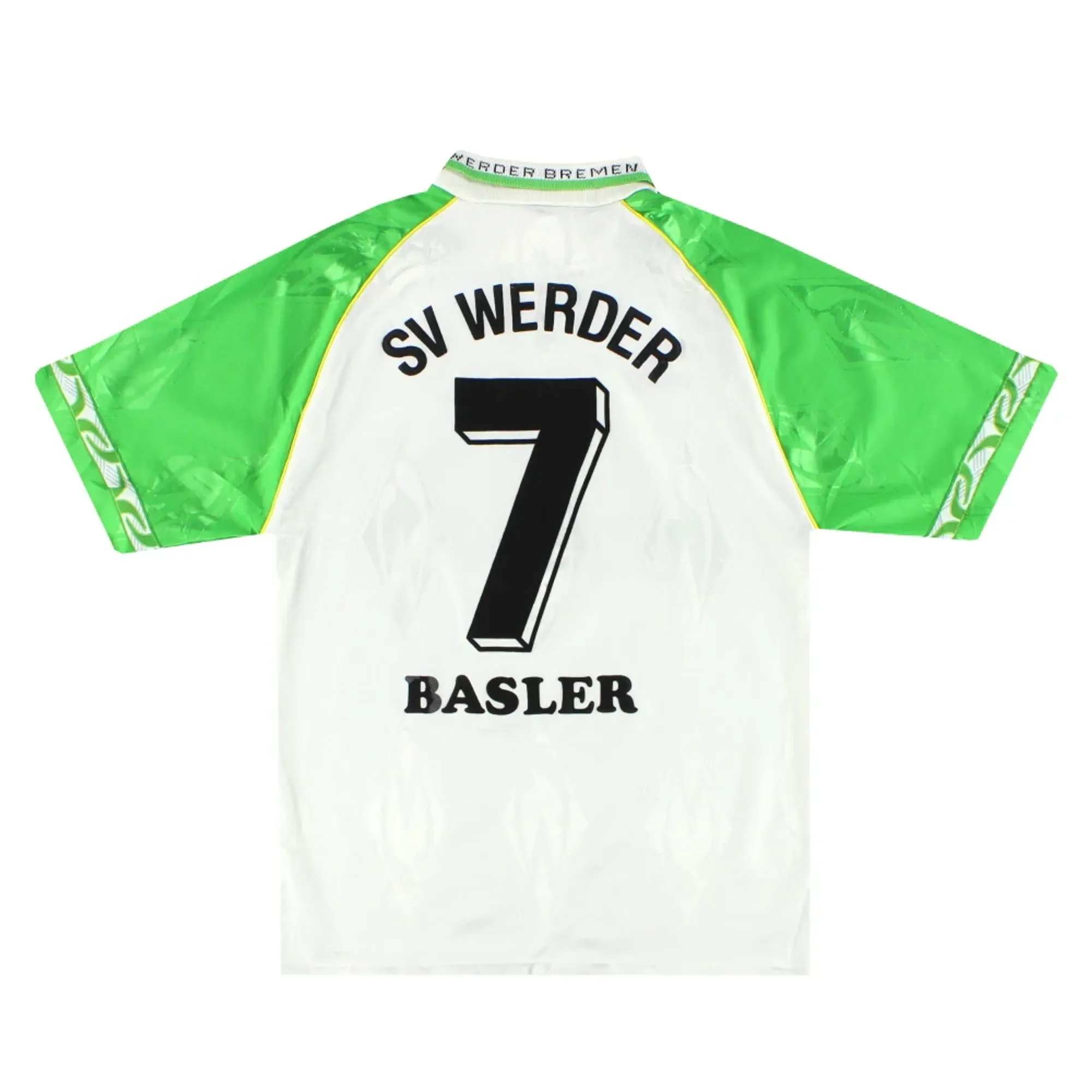1995-96 Werder Bremen Home Shirt Basler #7 S - Werder Bremen / Very Good 