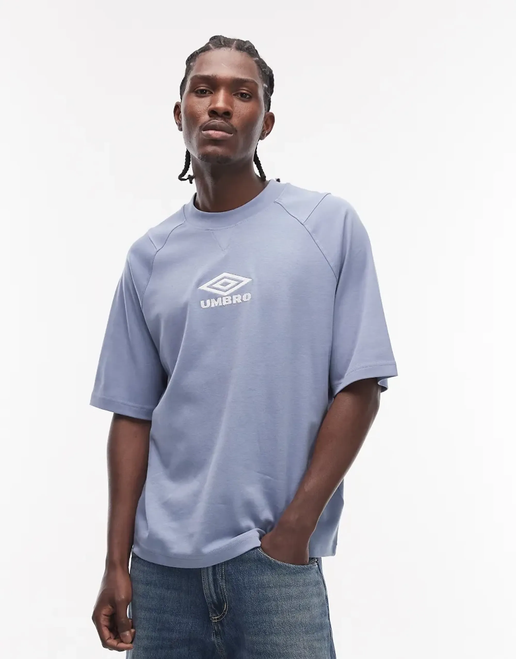 Umbro Iconic Boxy Tee In Blue And White