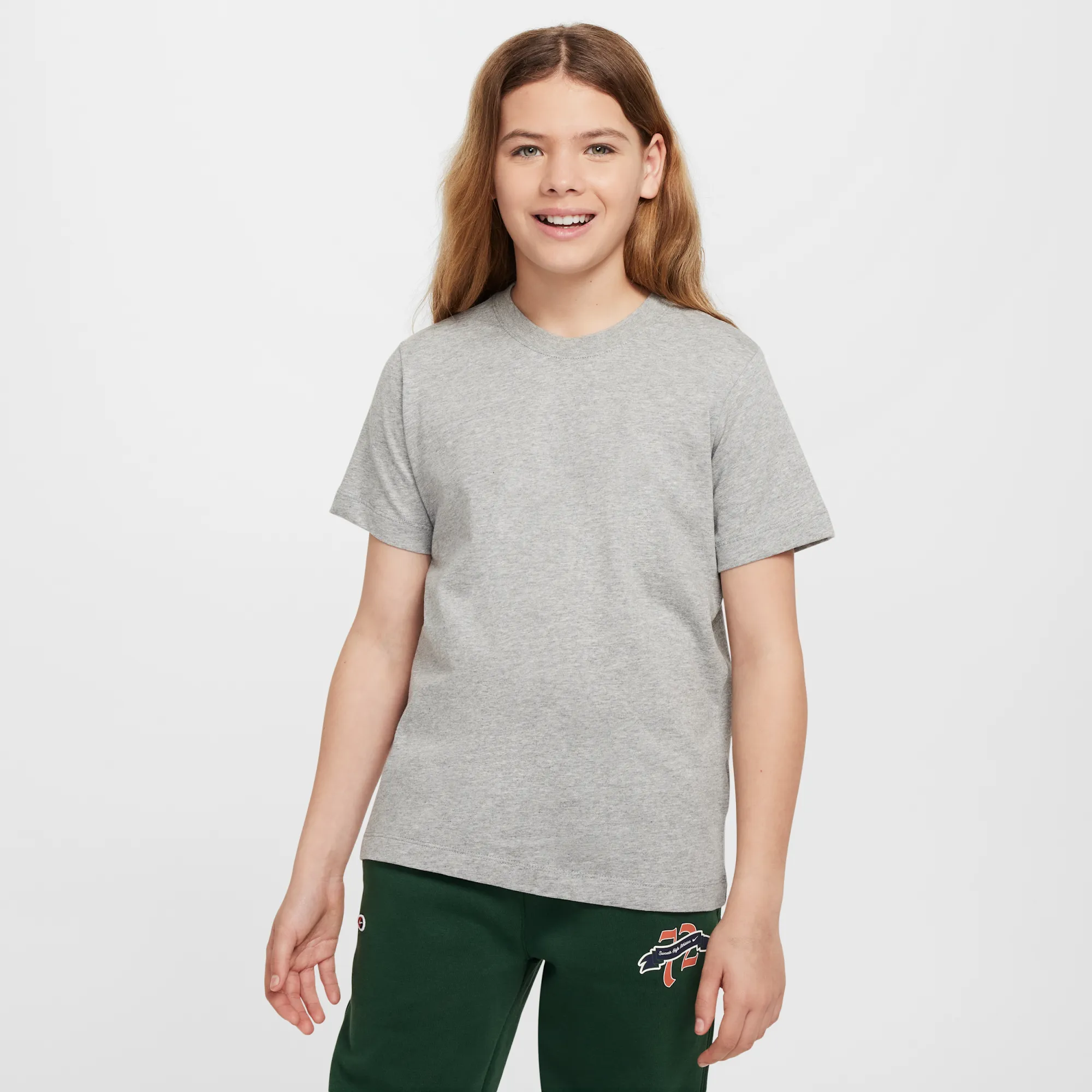 Nike Older Kids' Short-Sleeved Crew-Neck T-Shirt - Dark Grey Heather
