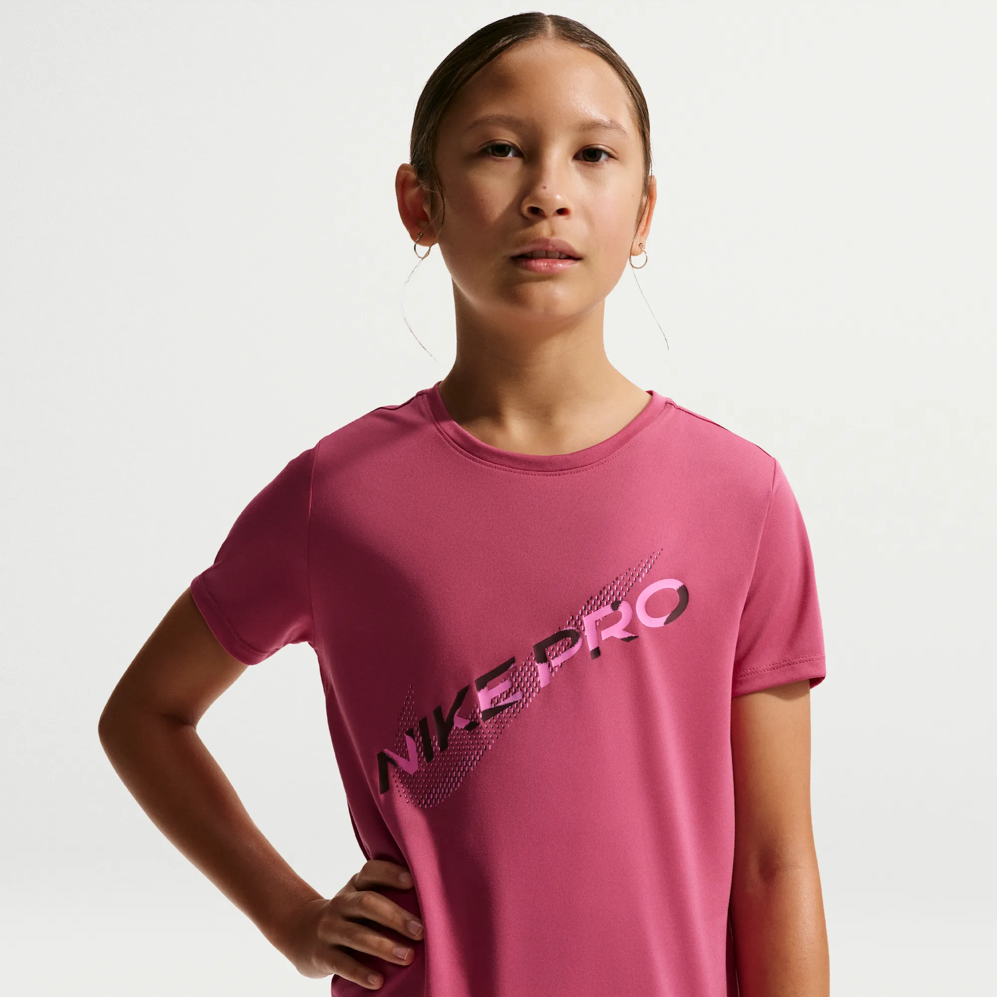 Nike Pro Older Kids' (Girls') Dri-FIT Short-Sleeve Top - Sweet Beet