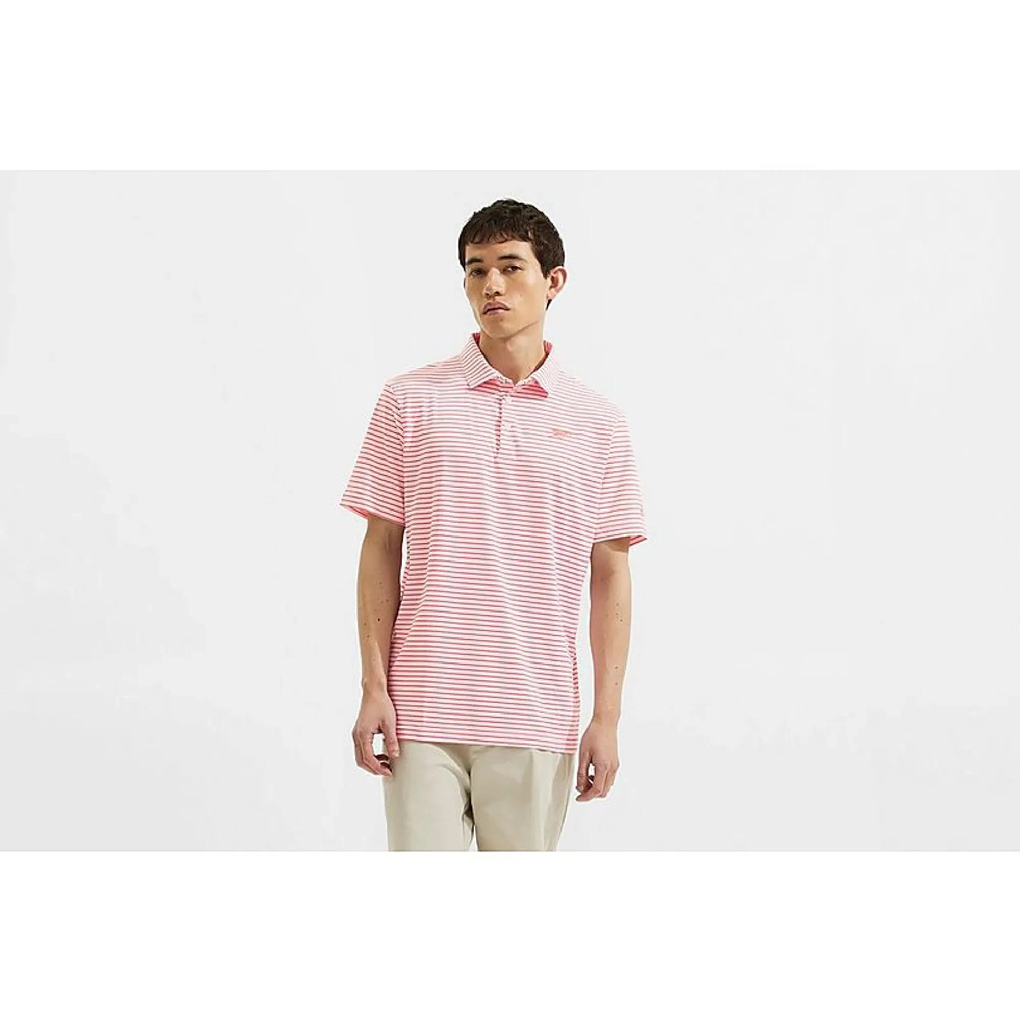Arsenal adidas Golf White Striped Polo Shirt, White