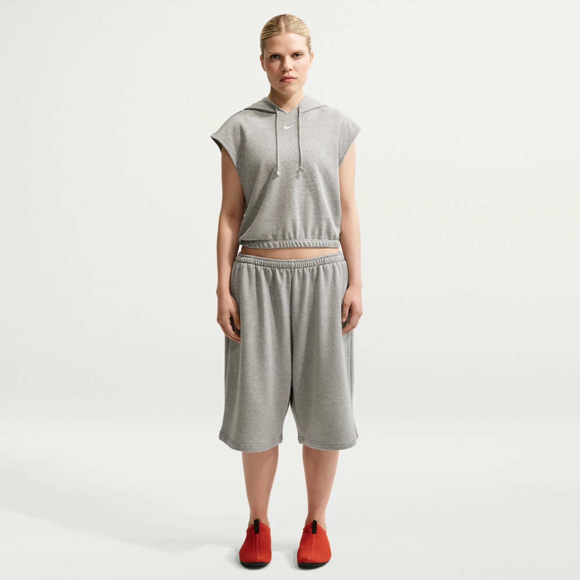Nike Oversized Mid-Rise French Terry Bermuda Shorts - Grey - Fleece