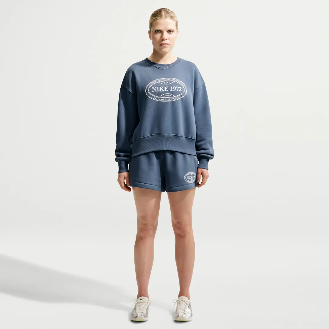 Nike Phoenix Oversized Crew-Neck Sweatshirt - Blue - Fleece