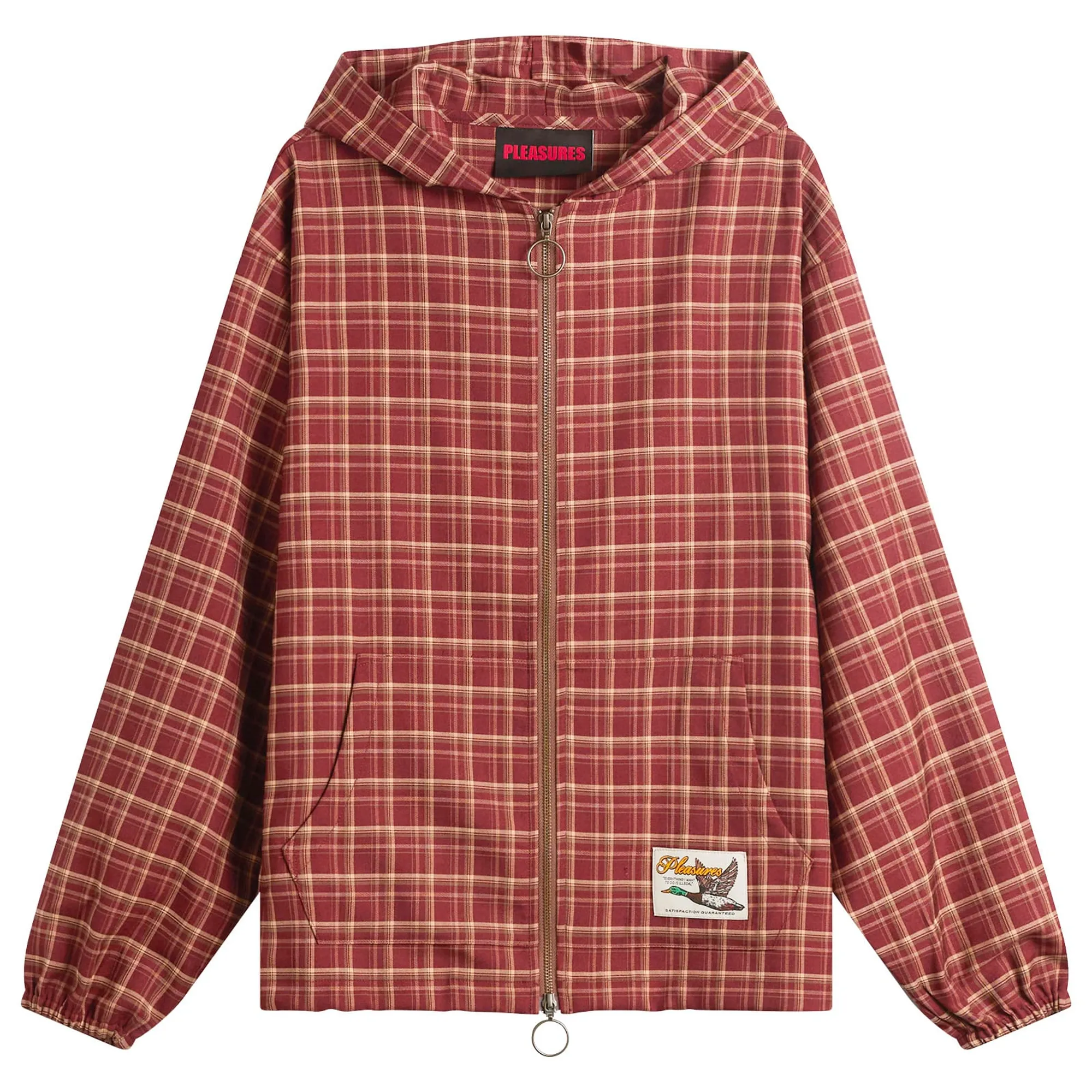 Pleasures Men's Mallard Plaid Zip Hoodie Red