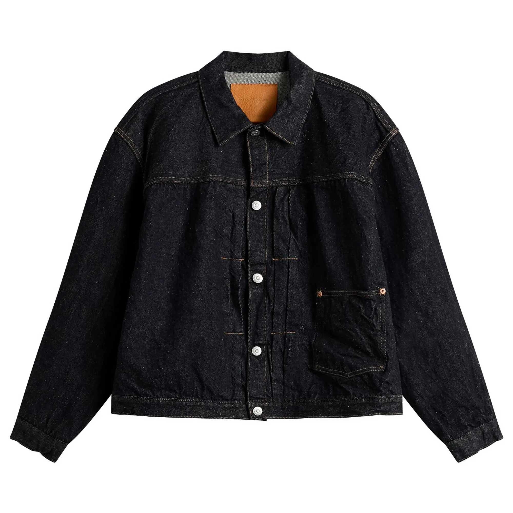 Kaptain Sunshine Men's Indigo Wash Denim Tracker Jacket Indigo One Wash