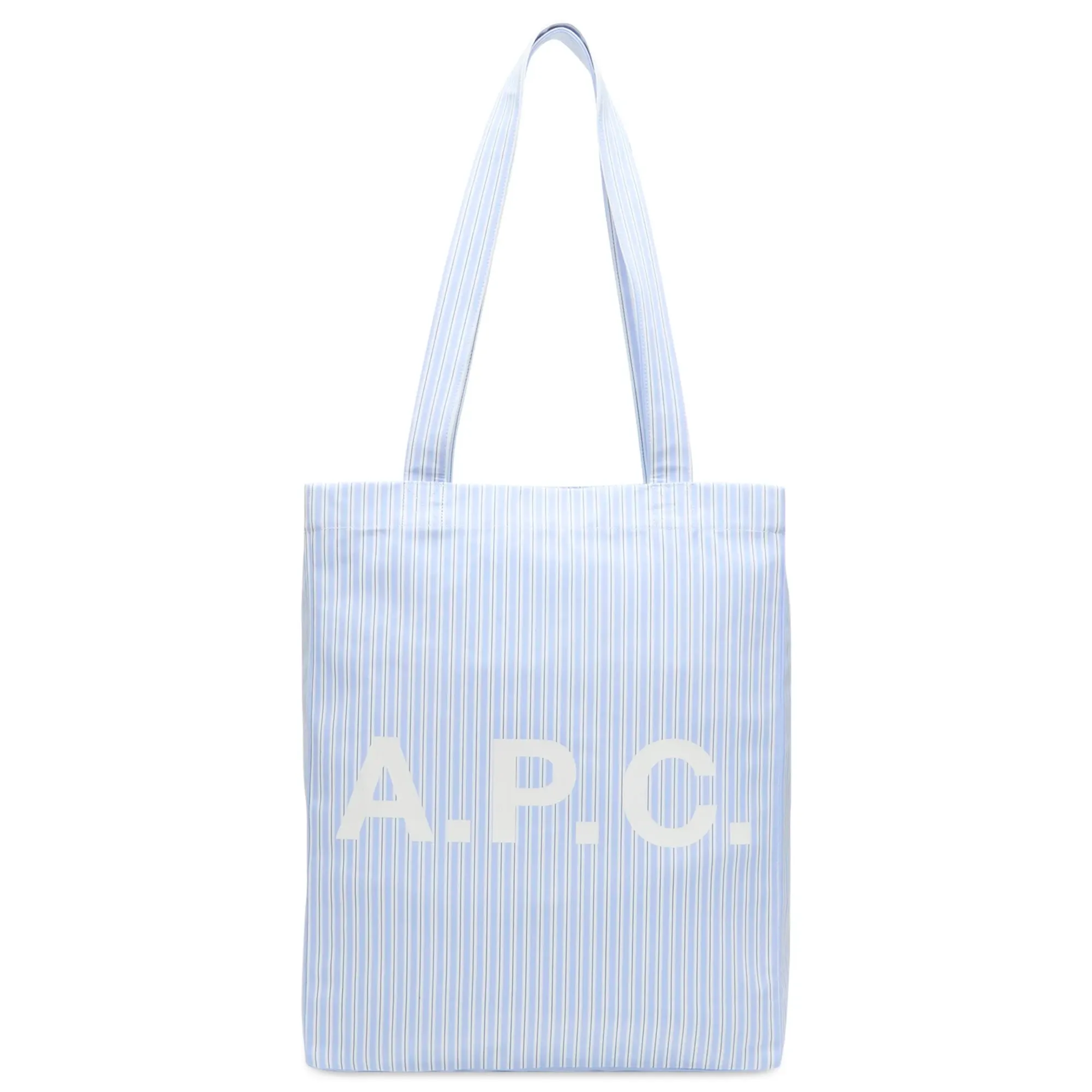 A.P.C. Men's Striped Poplin Lou Tote Bag Light Blue