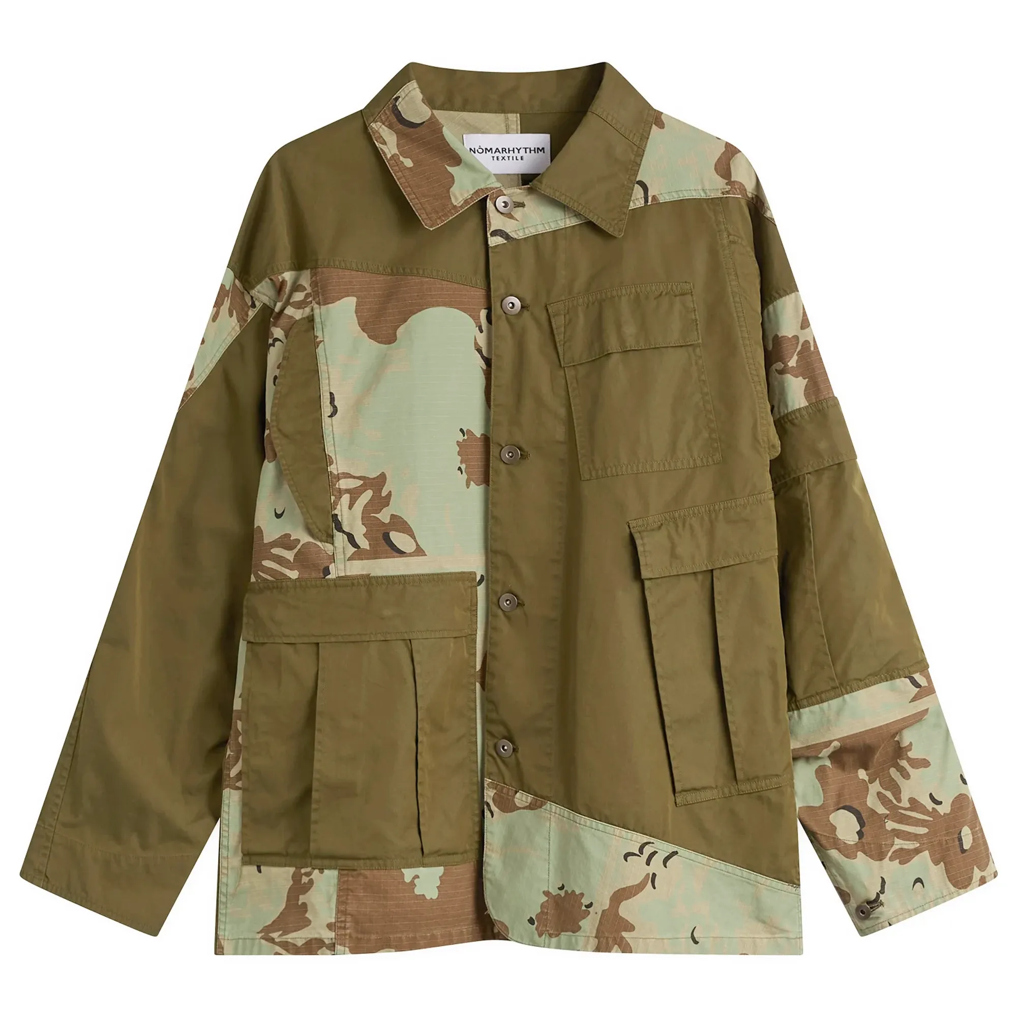 NOMARHYTHM TEXTILE Men's x Needles Rebuild Coverall Jacket Olive X Camo
