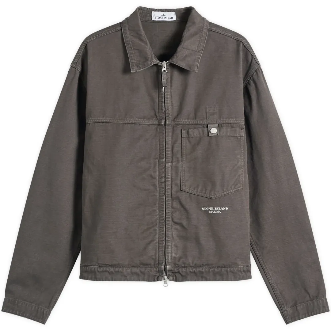 Stone Island Men's Marina Batavia-TC Zip Jacket Lead Grey