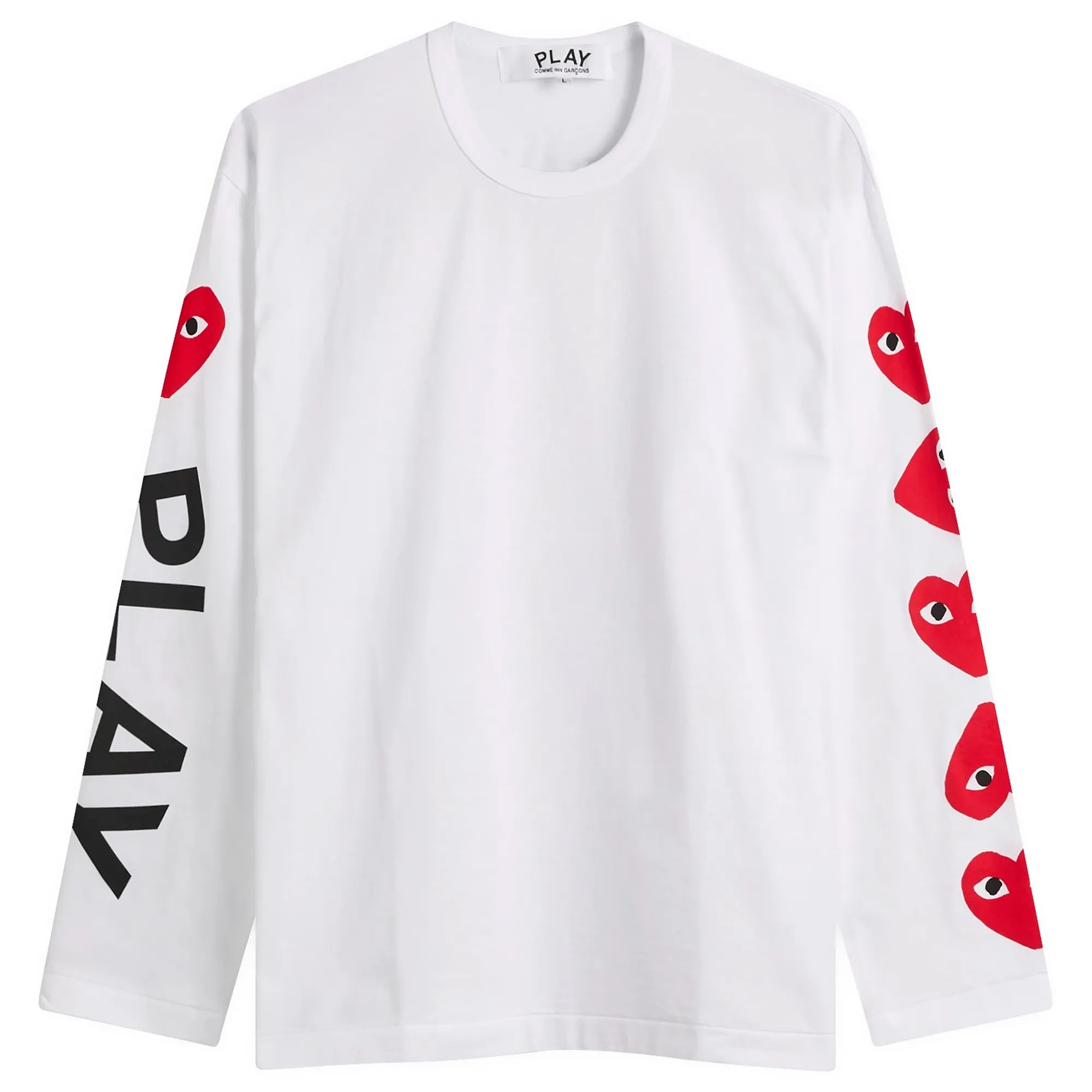 Comme des Garçons Play Red Heart Long Sleeve T-Shirt White