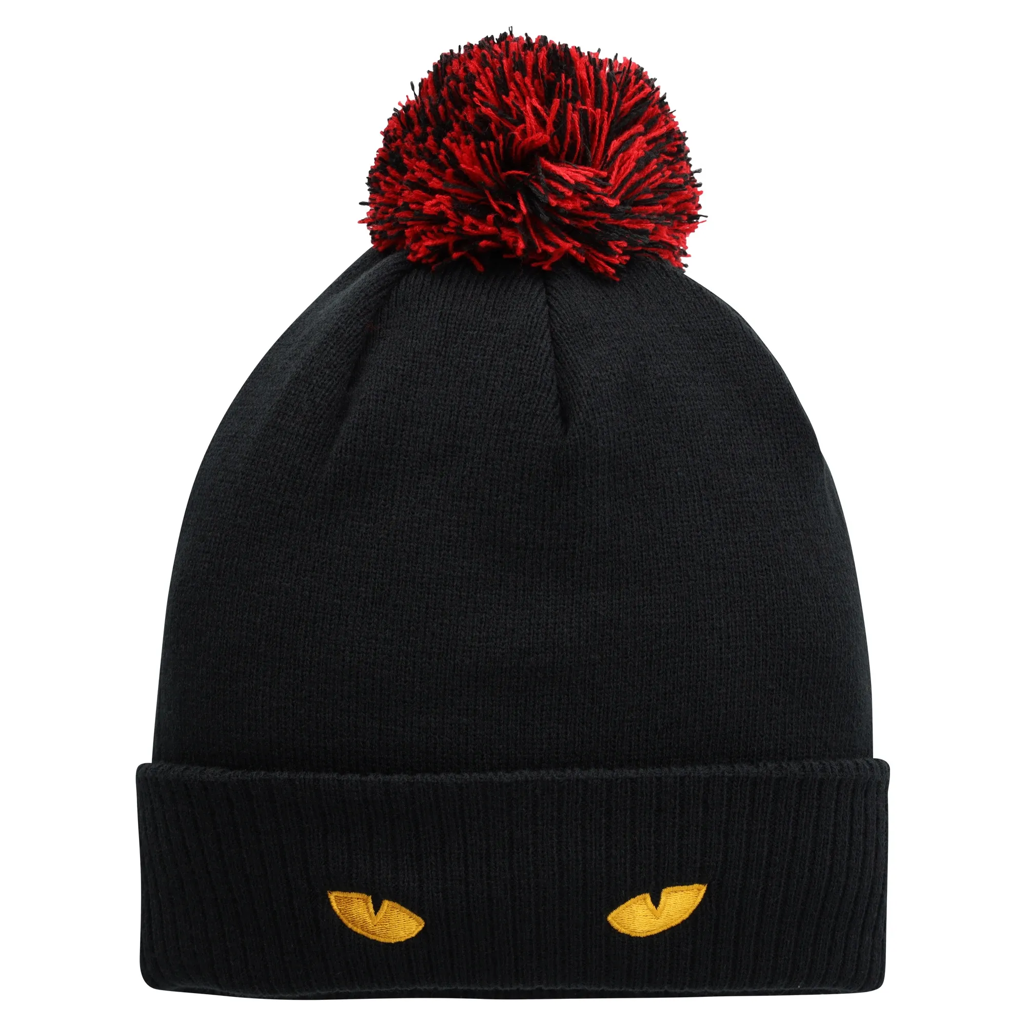 Sunderland Ribbed Cuff Pom Beanie - Black/Red - Unisex