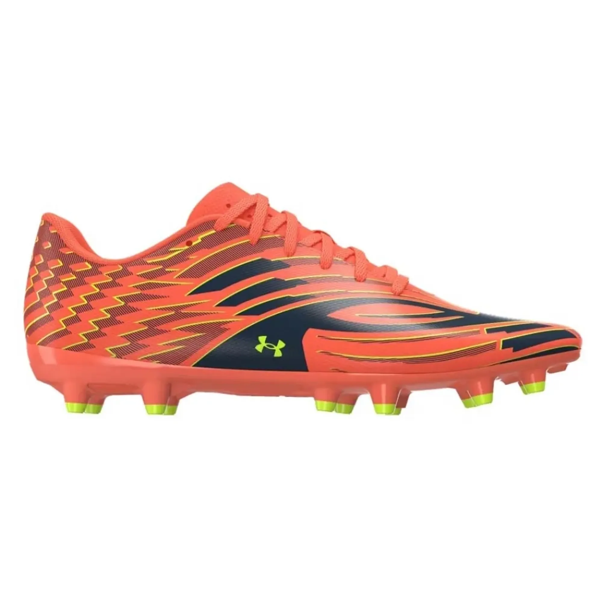 Under Armour Shadow Club 4 FG Unisex Soccer Cleats Electric Tangerine / Arden Green / High Vis Yellow 9