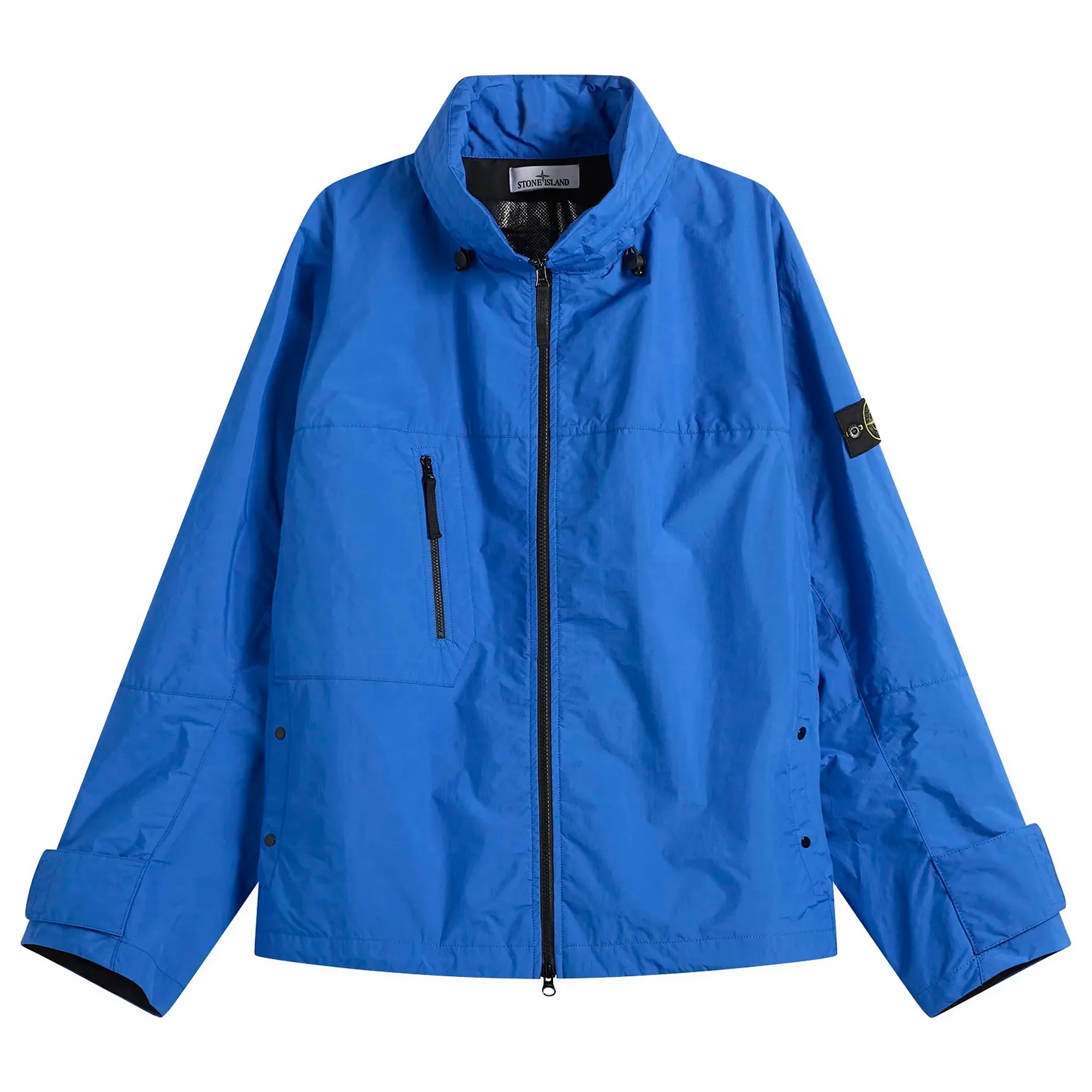 Stone Island Men's Metal Lamina Poly Ripstop Stand Collar Jacket Bright Blue