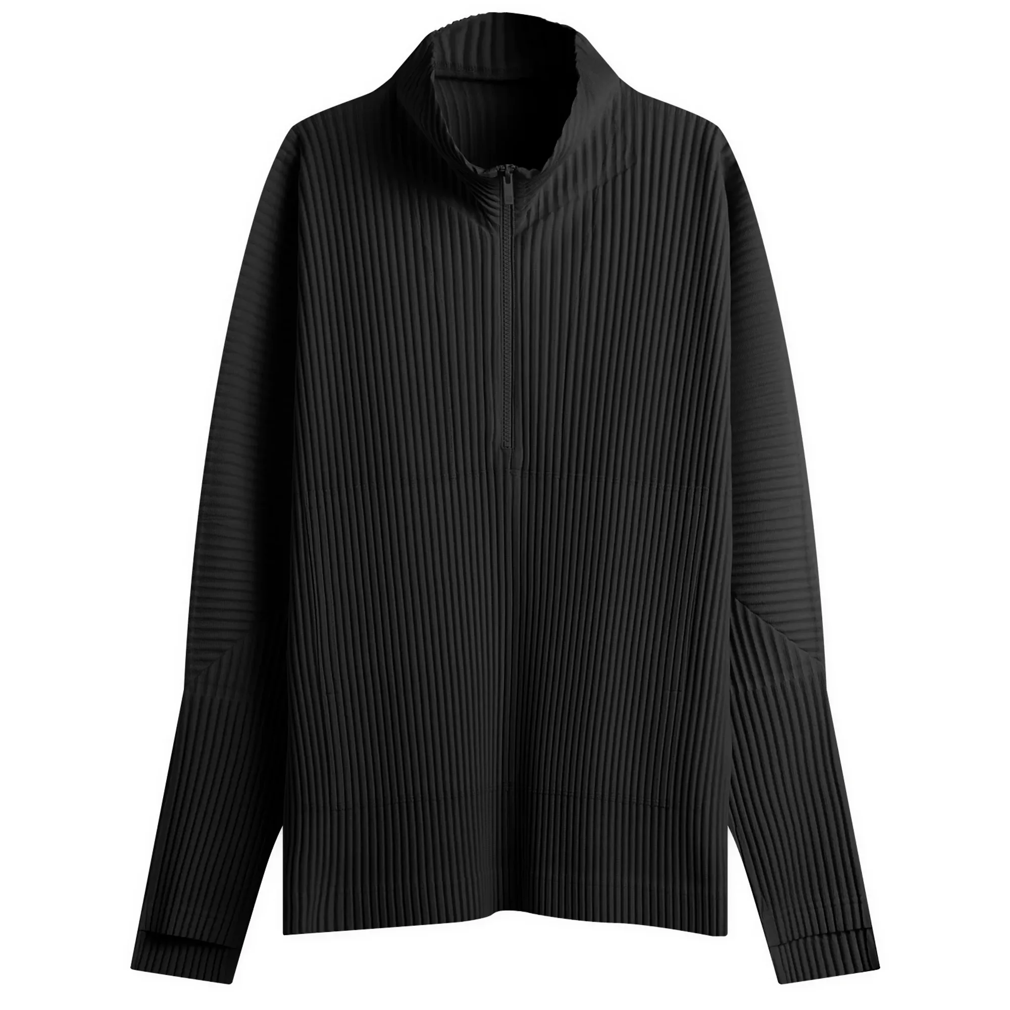 Homme Plissé Issey Miyake Men's Pleat Half Zip Through Top Black