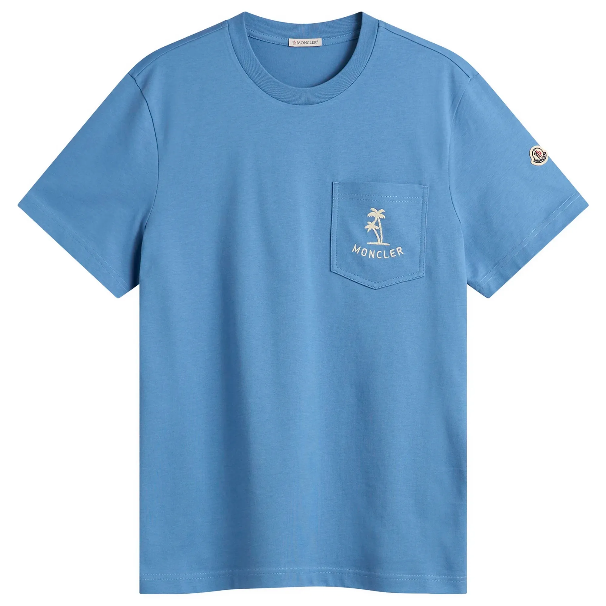 Moncler Men's Palm Logo Pocket T-Shirt Blue