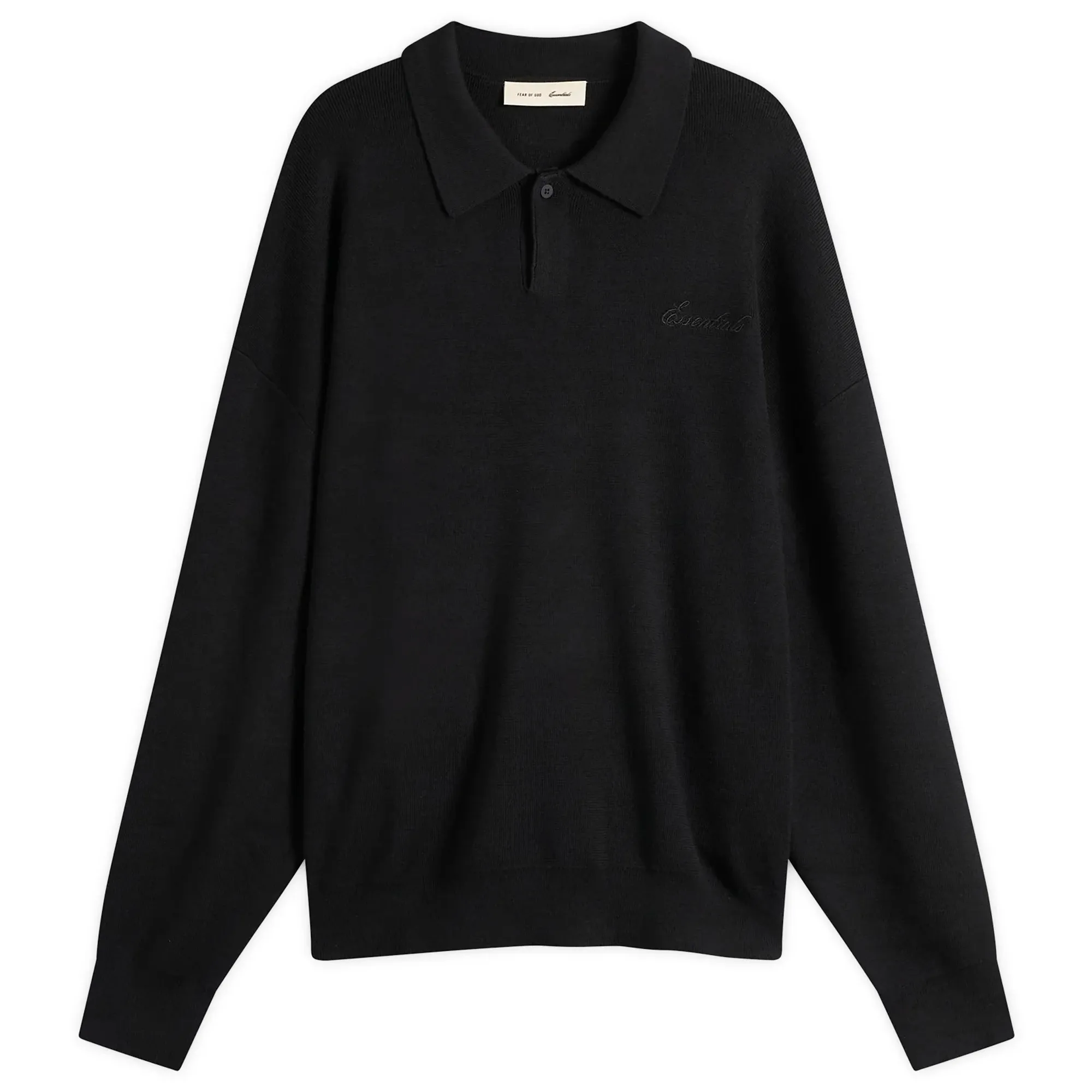Fear of God ESSENTIALS Men's Signature 90s Knit Polo Vintage Black