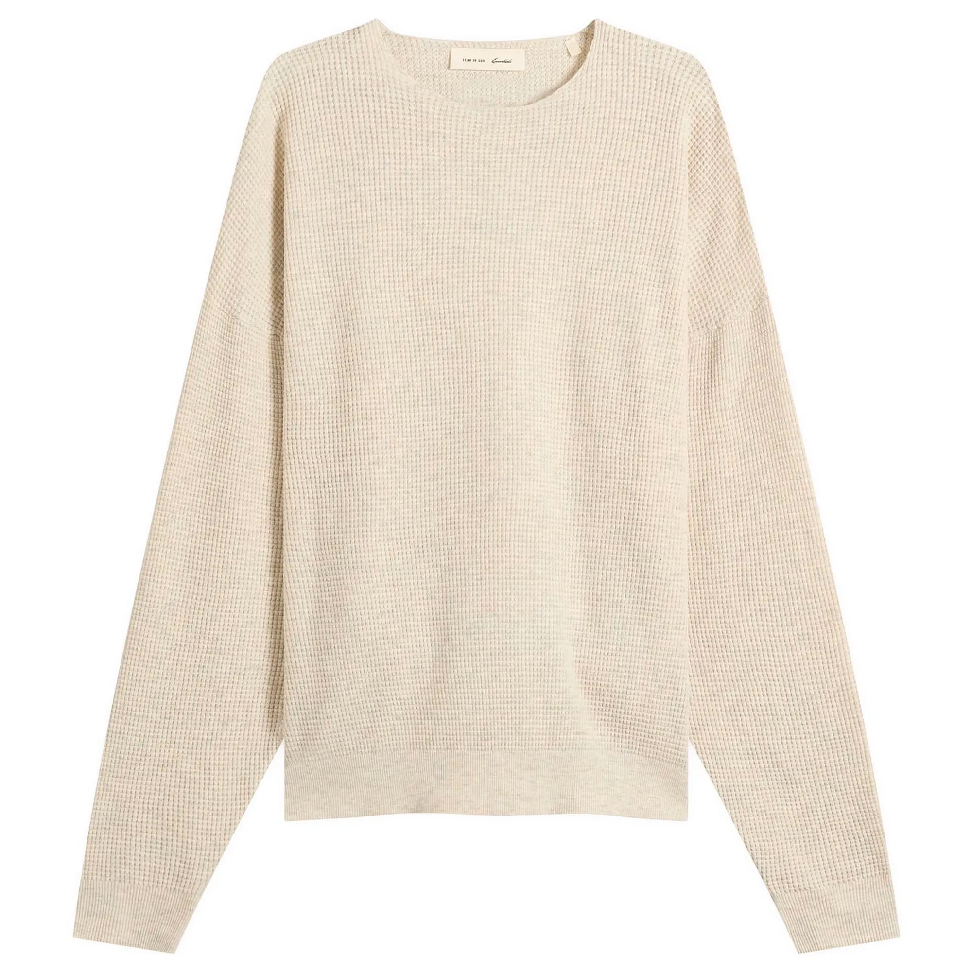 Fear of God ESSENTIALS Men's Signature Waffle 90s Crew Neck Sweats Oatmeal Heather