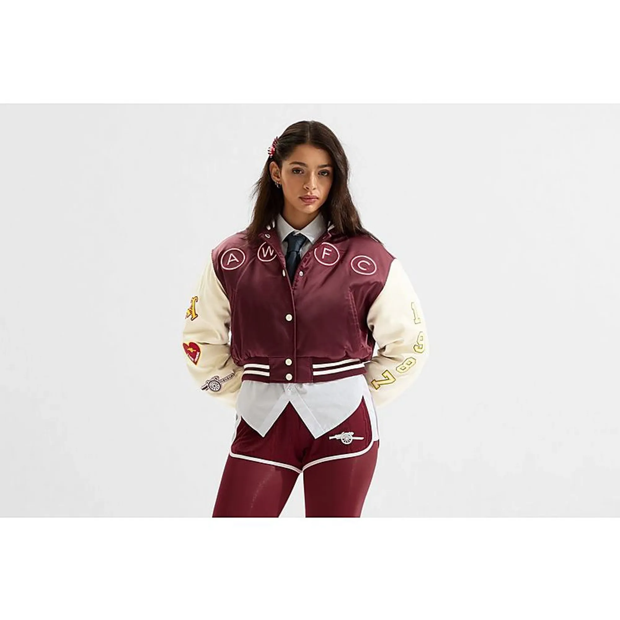 Arsenal AWFC Classics Cropped Bomber Jacket, Red