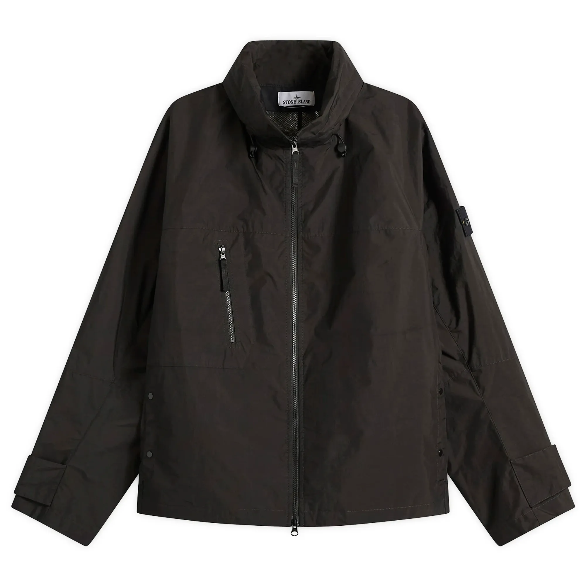 Stone Island Men's Metal Lamina Poly Ripstop Stand Collar Jacket Black