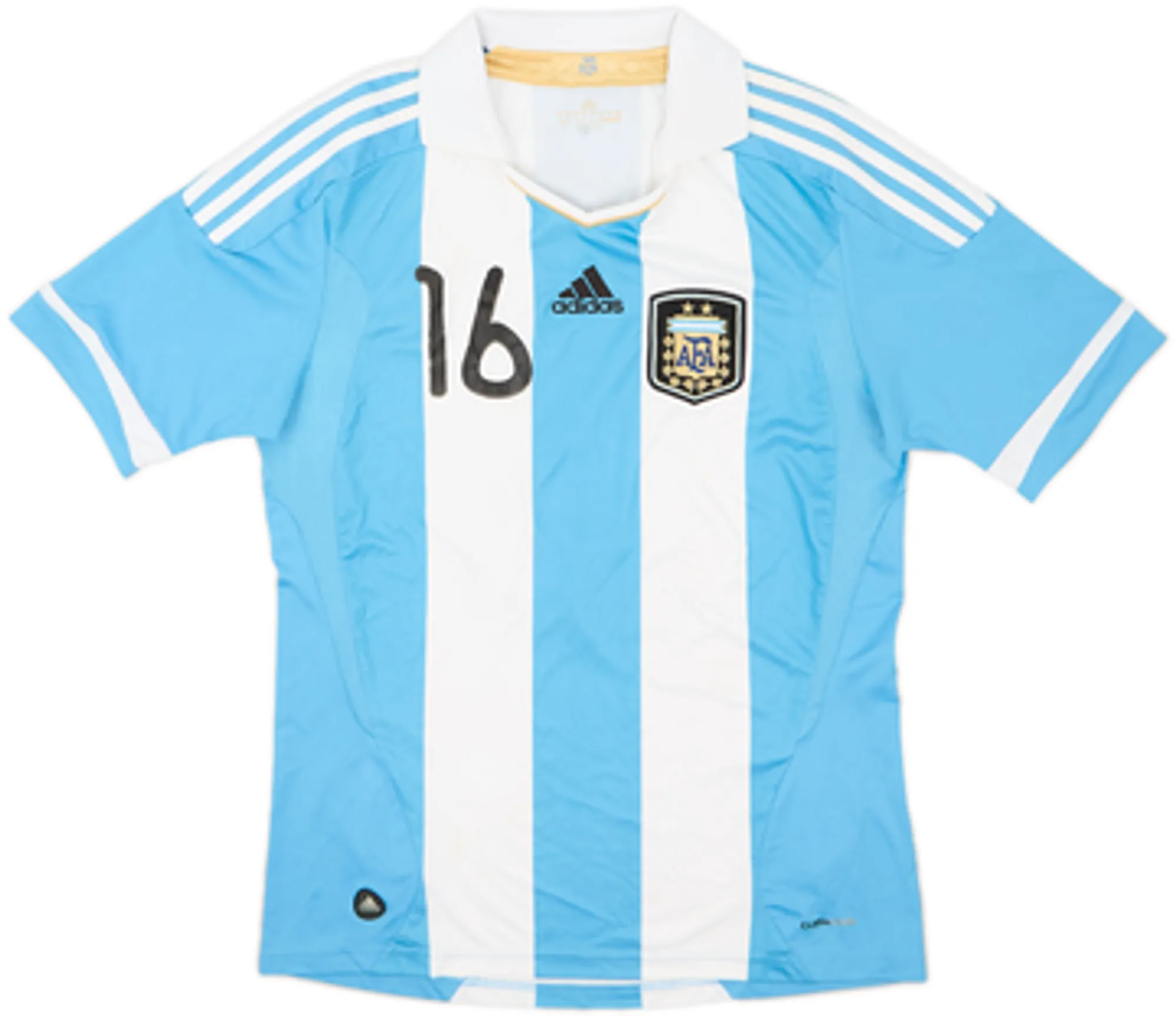 2011-13 Argentina Home Shirt Aguero #16 - 6/10 - (M)
