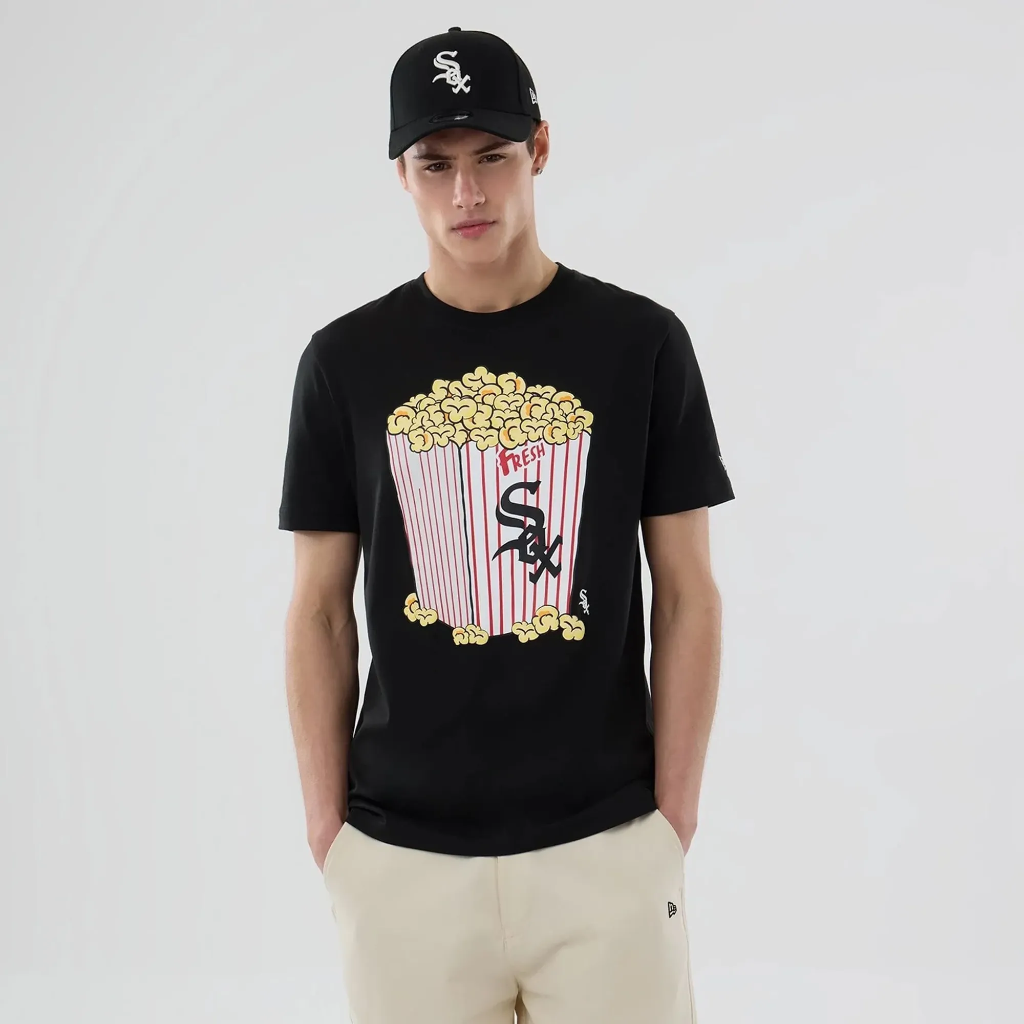 Chicago White Sox MLB Popcorn Black T-Shirt New Era Cap adult unisex