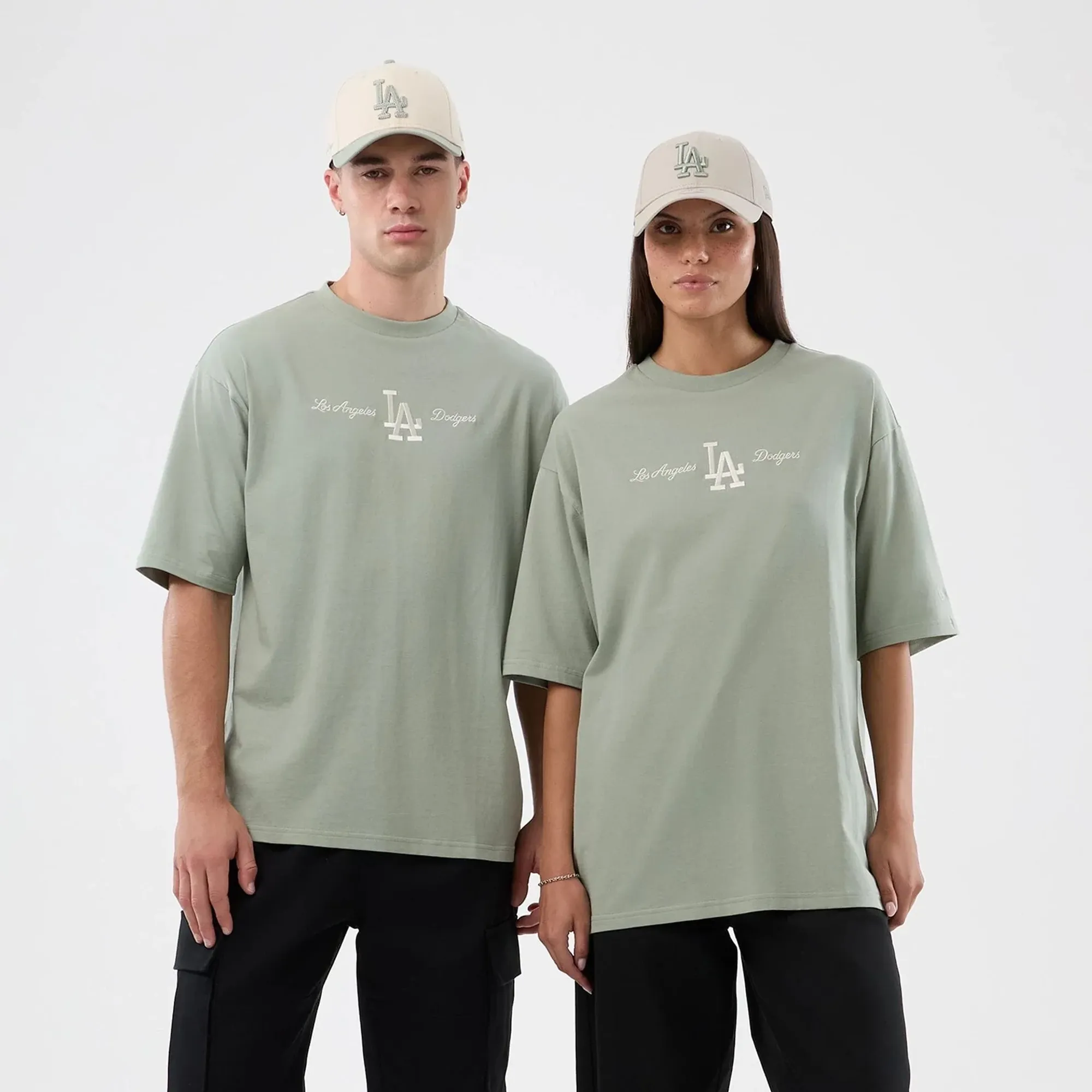 LA Dodgers MLB Script Pastel Green Oversized T-Shirt New Era Cap adult unisex