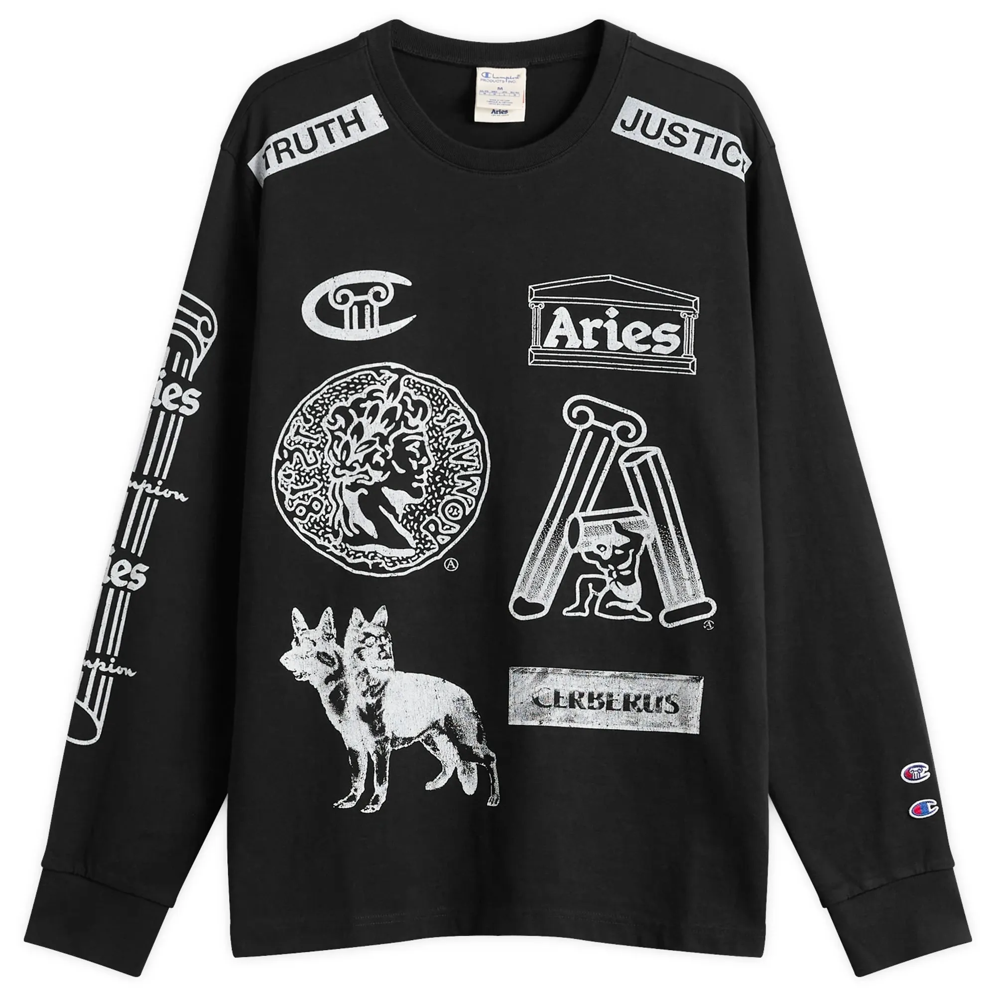 Champion Men's x Aries Sponsor Long Sleeve T-Shirt Black