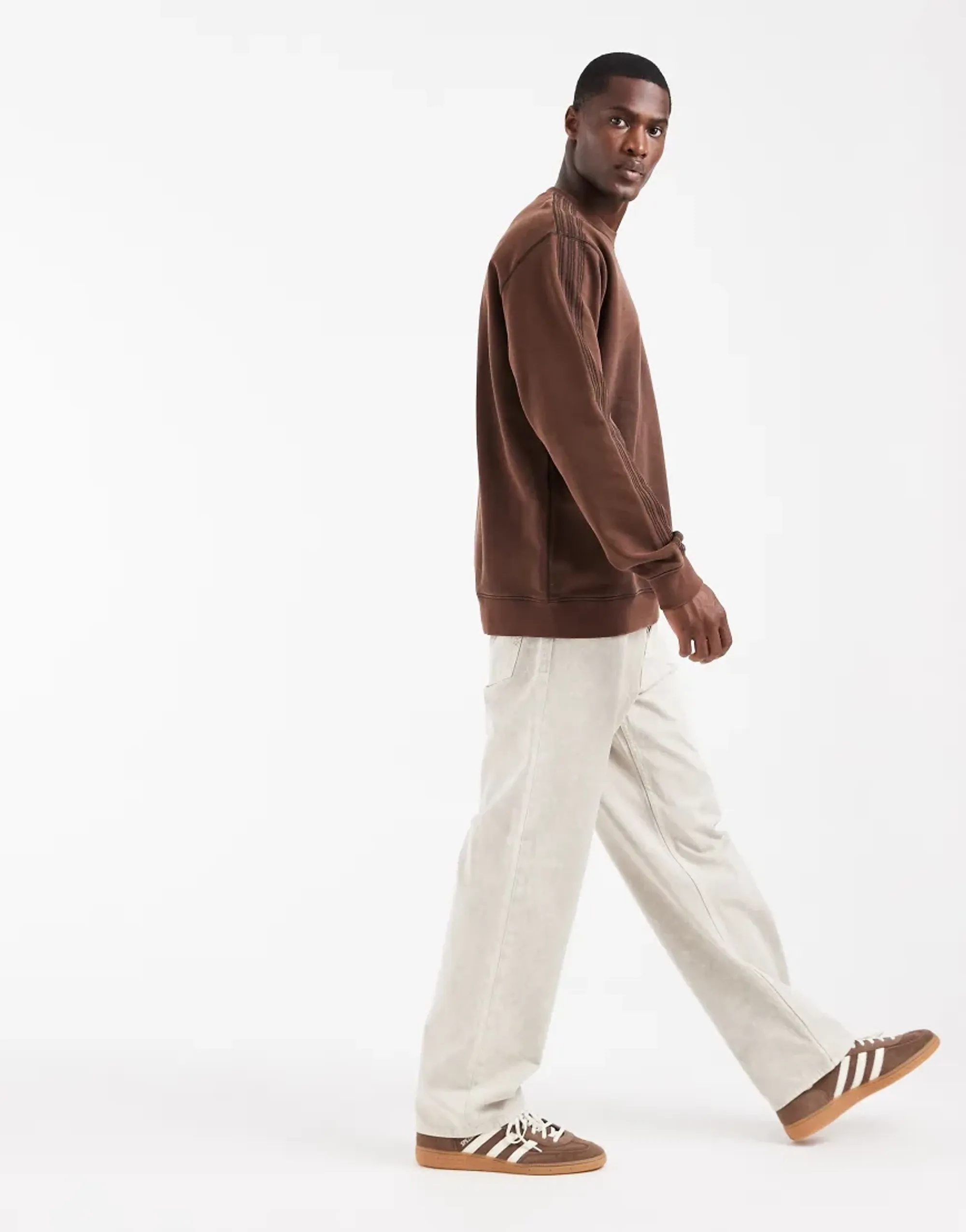 Adidas Originals Sweatshirt In Washed Brown