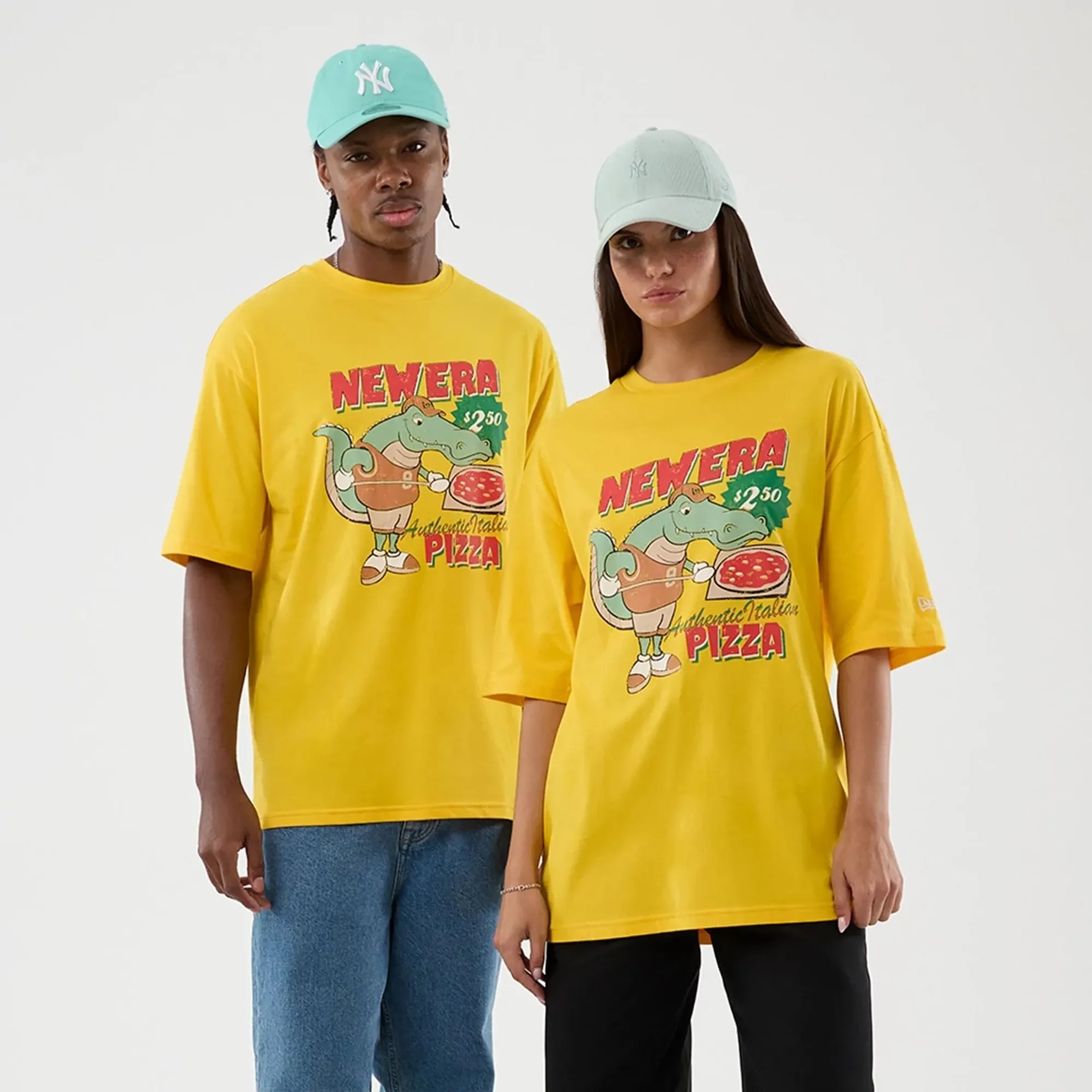 New Era Alligator Character Graphic Yellow T-Shirt adult unisex